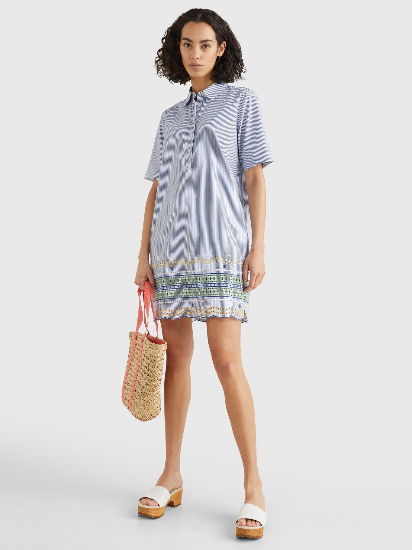 Vestido Camisero Bordado Azul Tommy Hilfiger-4