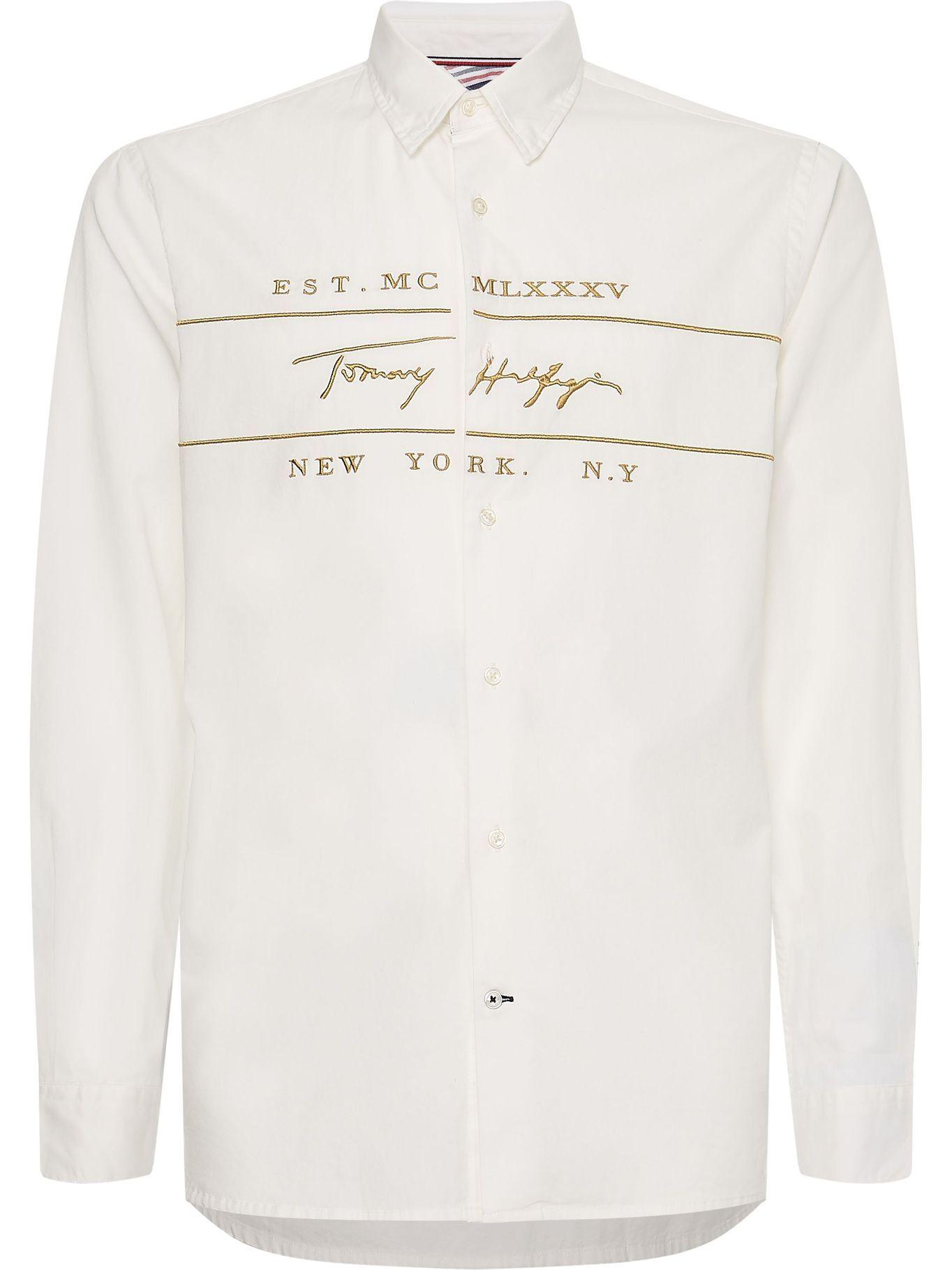 Camisa Signature Crema Tommy Hilfiger F2-0