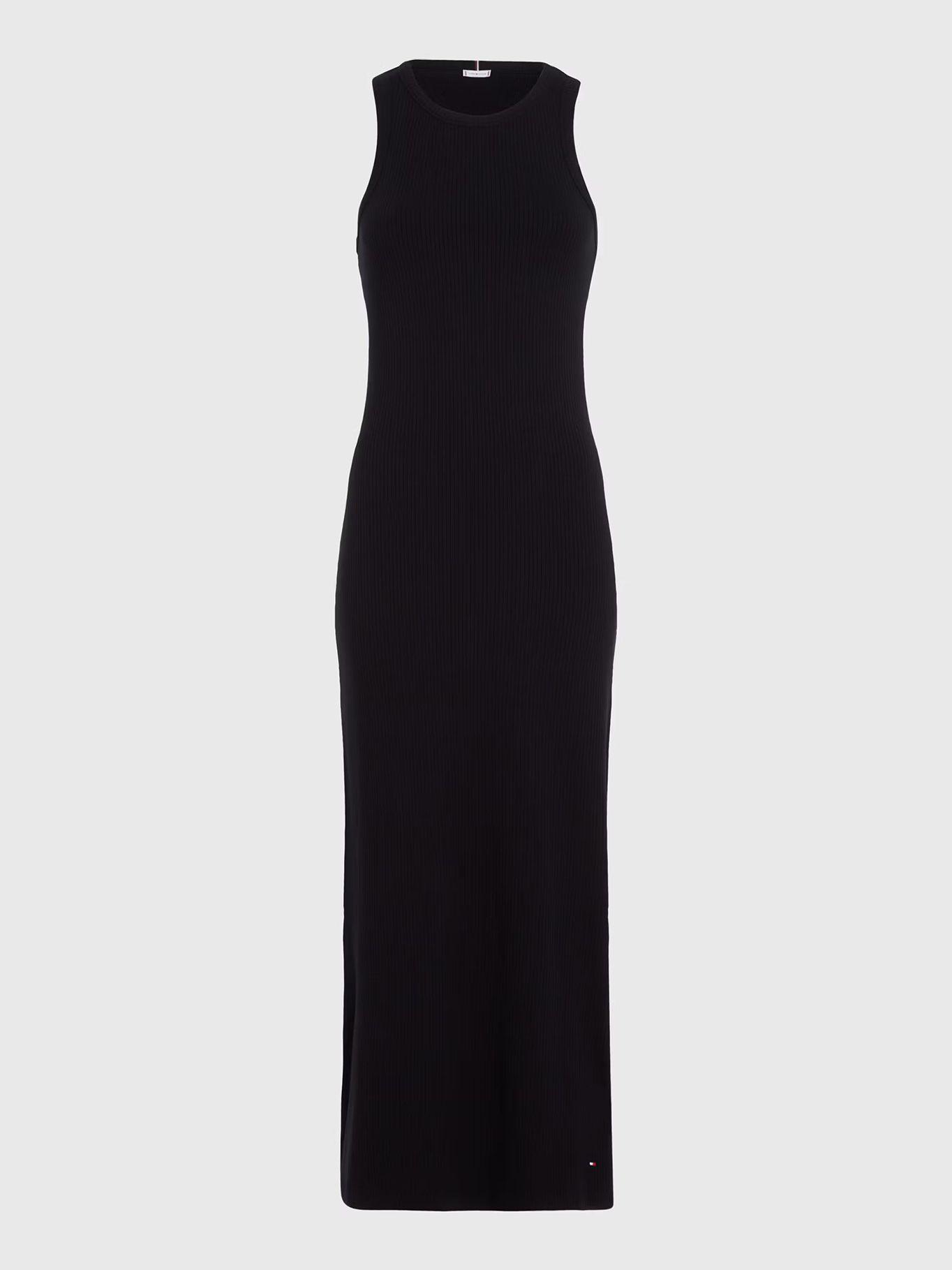 Vestido Maxi Acanalado Ajustado Negro Tommy Hilfiger-4