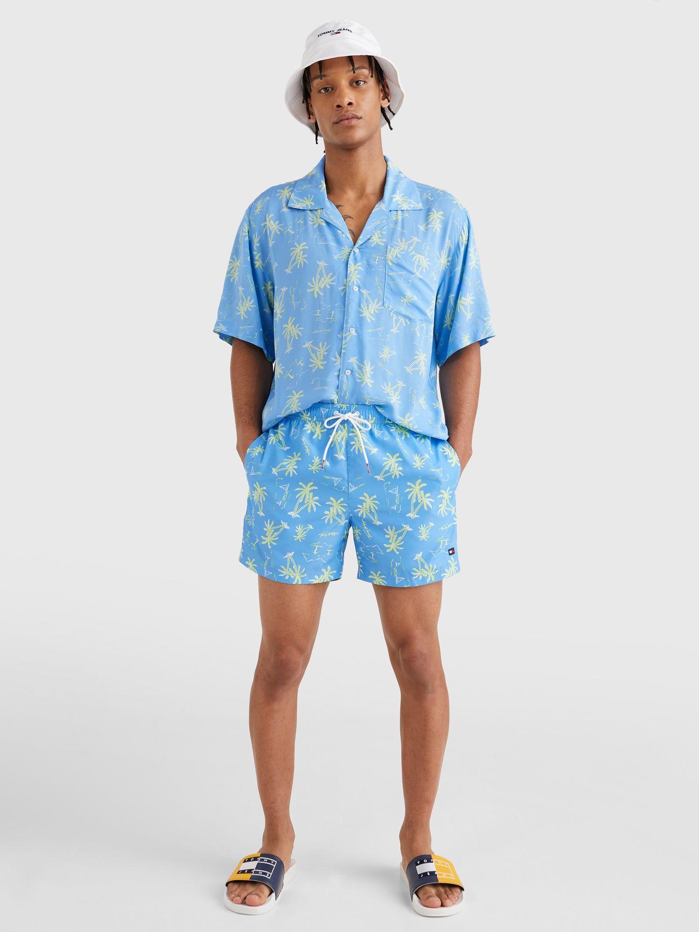 Traje De Baño Tropical Celeste Tommy Hilfiger JN2-2