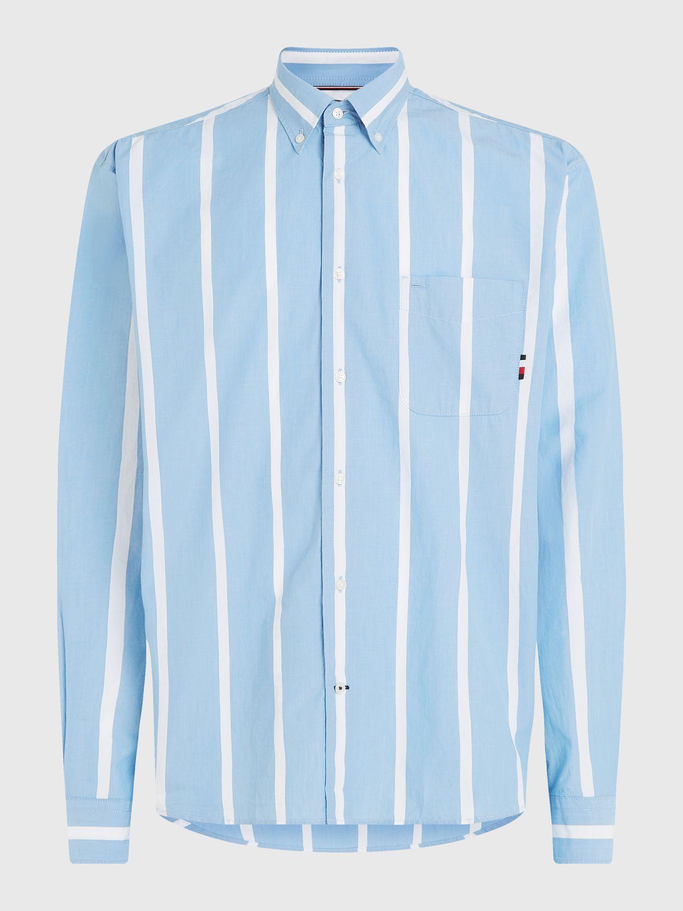 Camisa Rayas Verticales Oversize Celeste Tommy Hilfiger-4