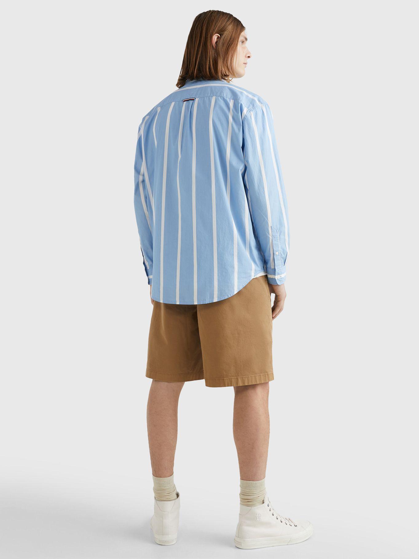 Camisa Rayas Verticales Oversize Celeste Tommy Hilfiger-2