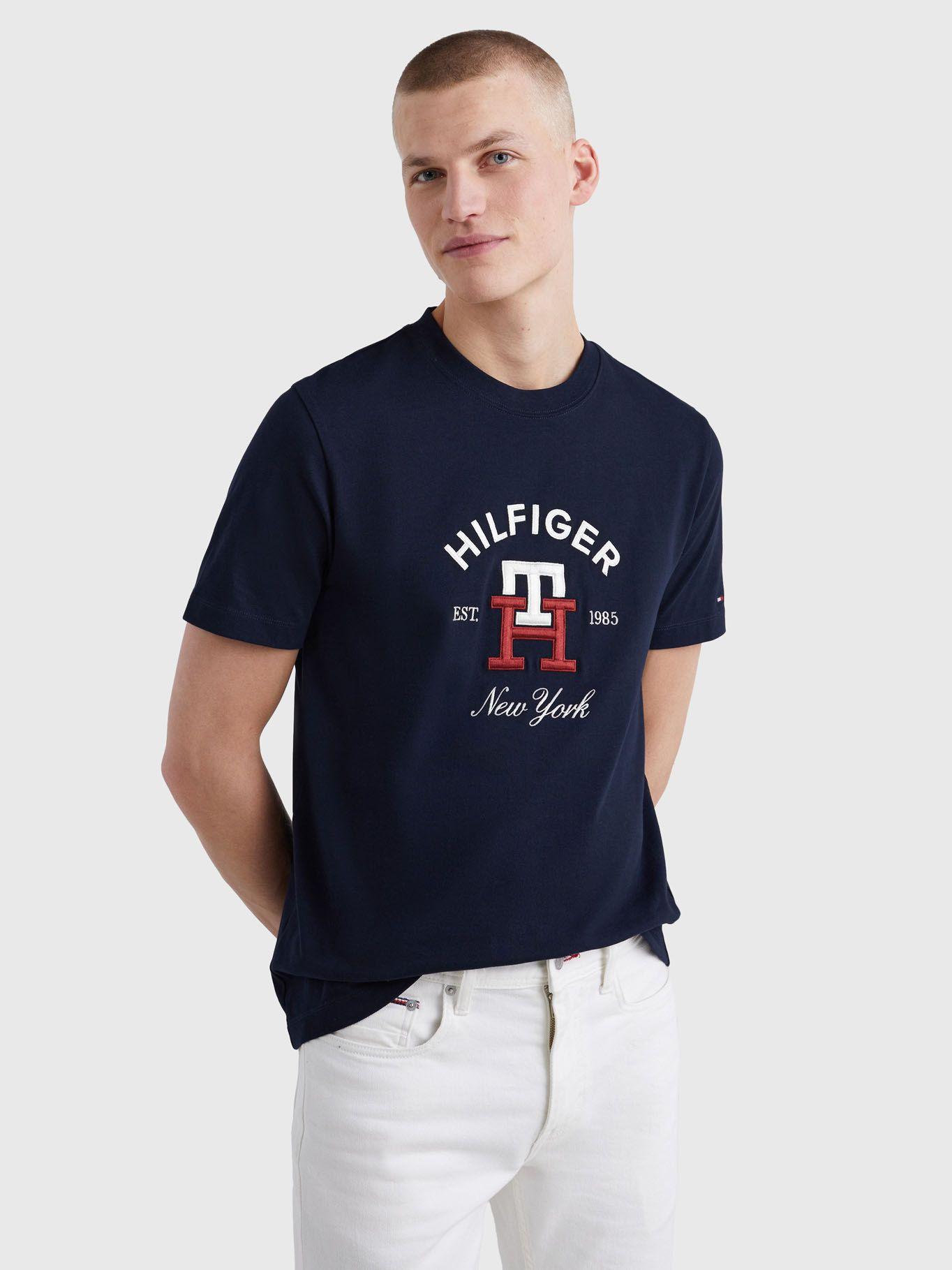 Polera Curved Monogram Logo Azul Tommy Hilfiger-0
