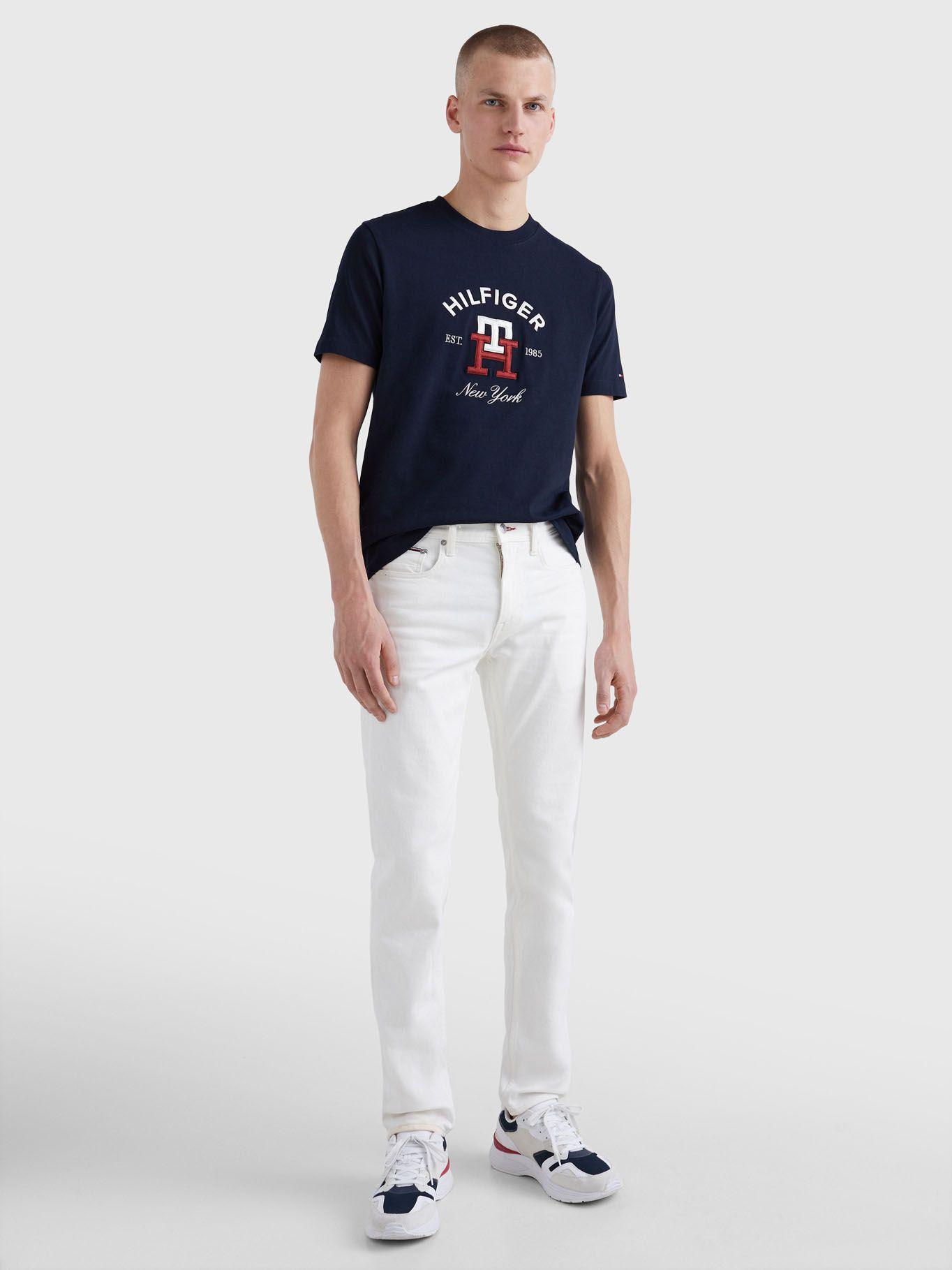 Polera Curved Monogram Logo Azul Tommy Hilfiger-1
