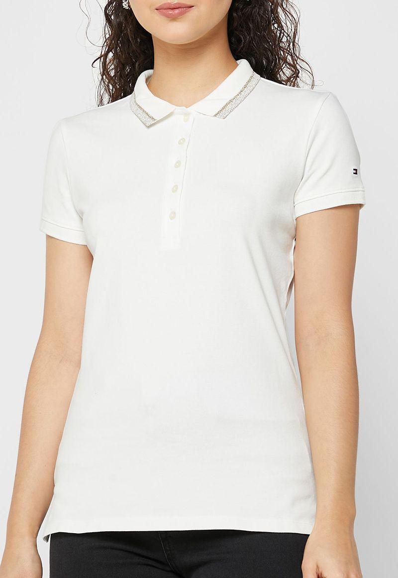 Polo Slim Fit Gold Con Logo Blanco Tommy Hilfiger-3
