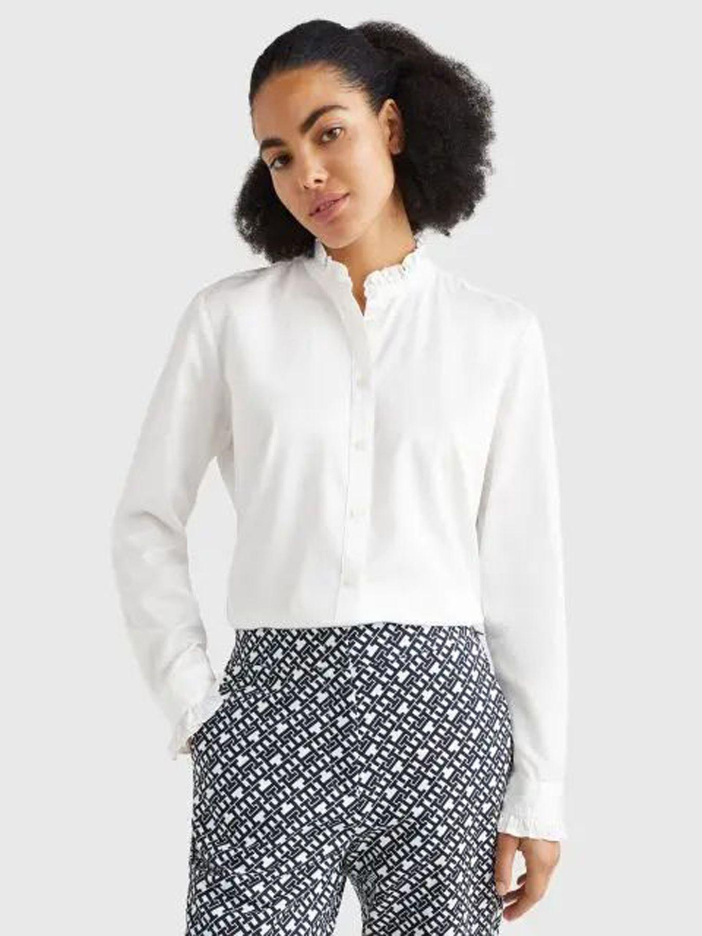 Camisa Cuello Mao Con Vuelos Blanco Tommy Hilfiger-0