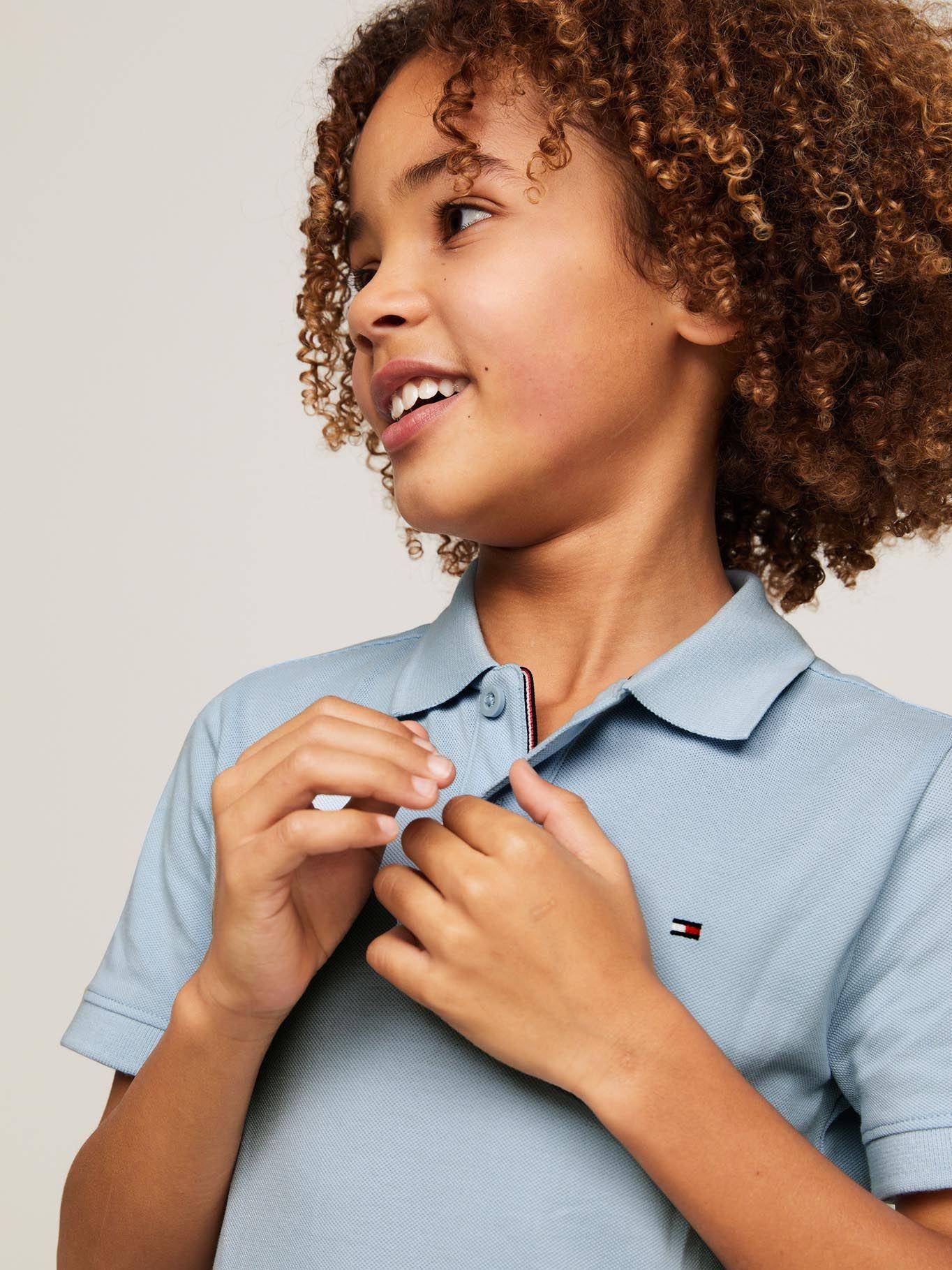 Polo con Logo Flag Celeste Tommy Hilfiger-3