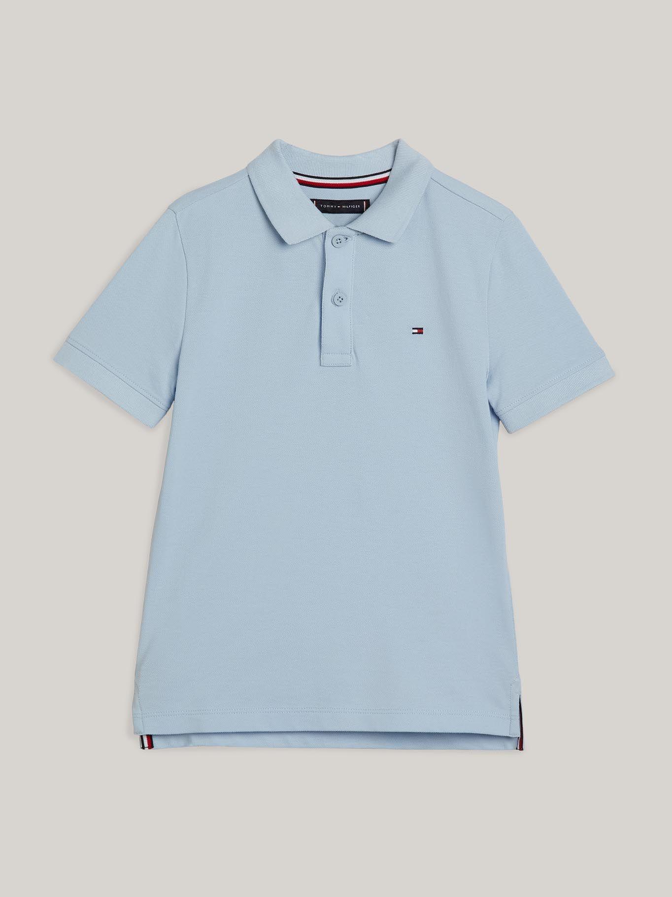 Polo con Logo Flag Celeste Tommy Hilfiger-4