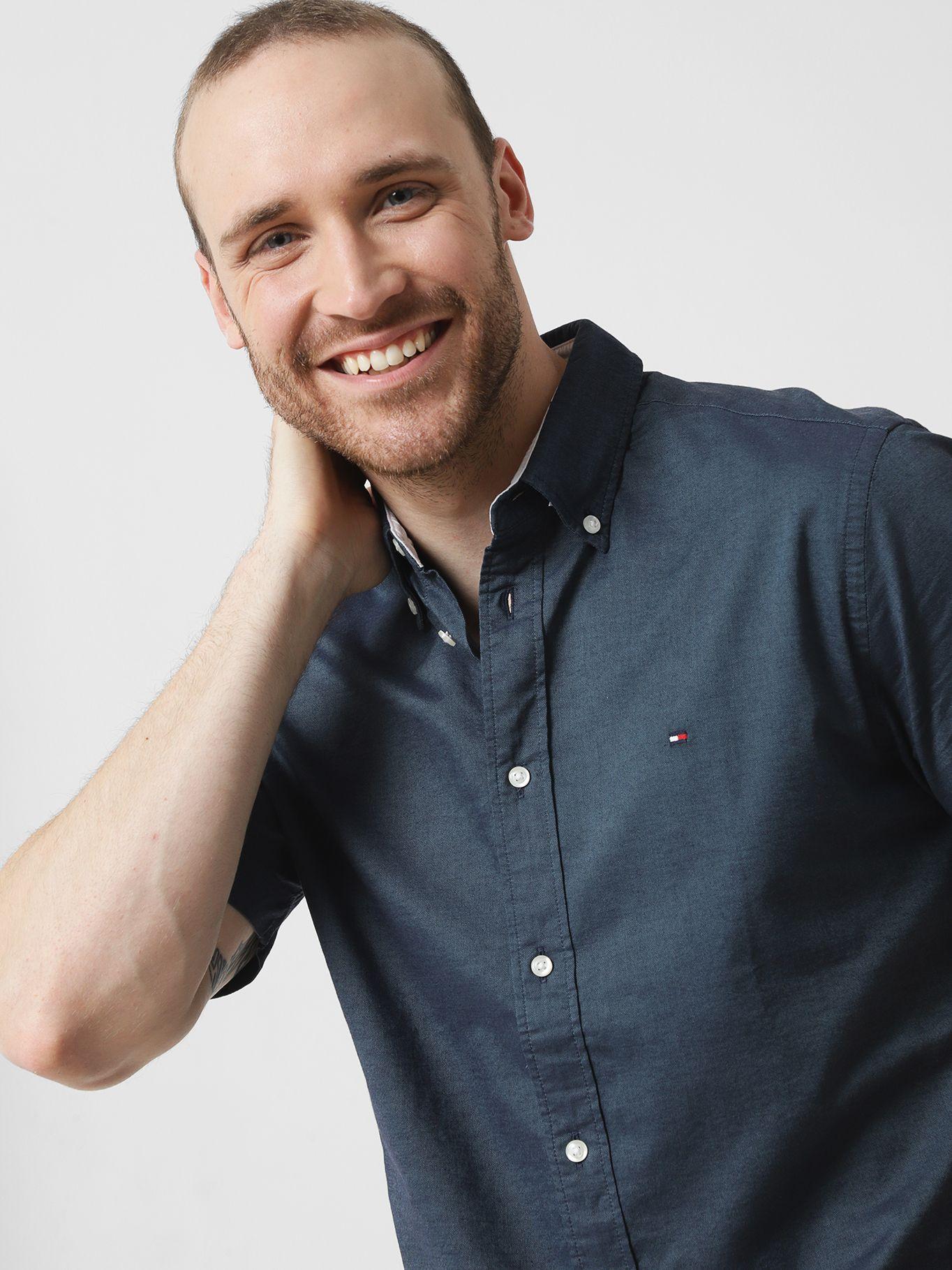 Camisa Flex Oxford Regular Fit Azul Tommy Hilfiger-3