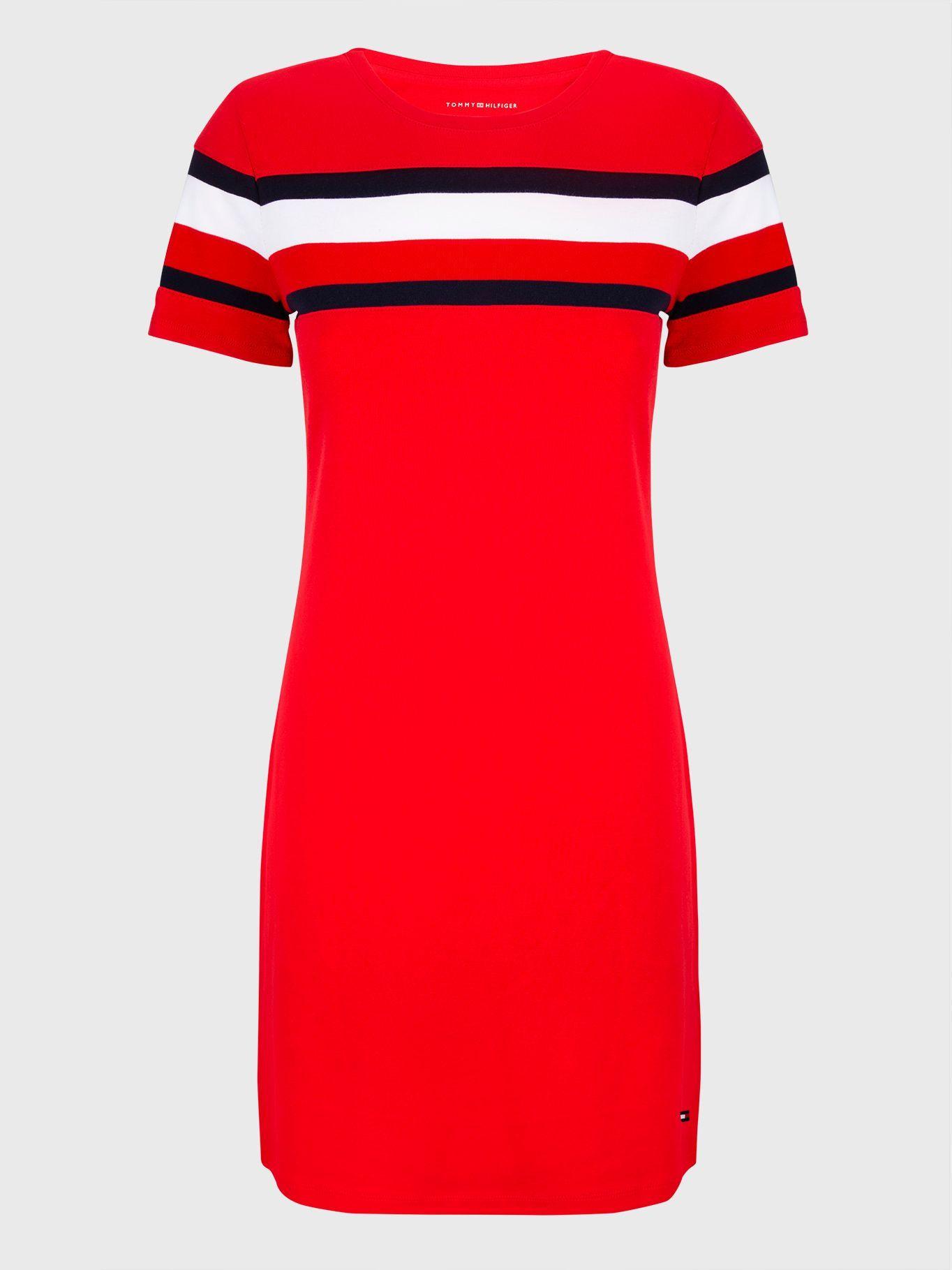 Vestido Global Stripe Logo Rojo Tommy Hilfiger-0