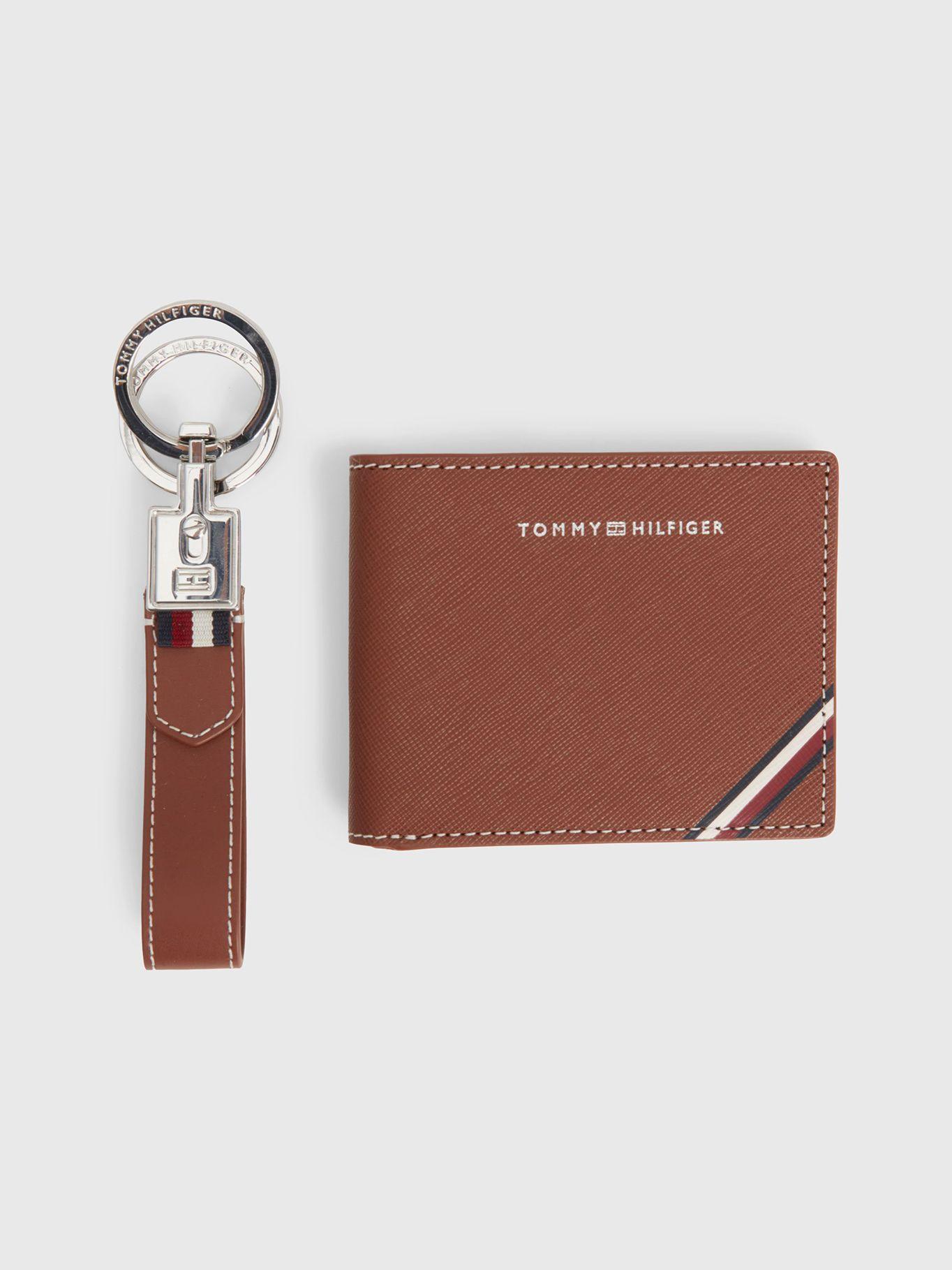 Set Billetera Cuero Con Llavero Café Tommy Hilfiger-0