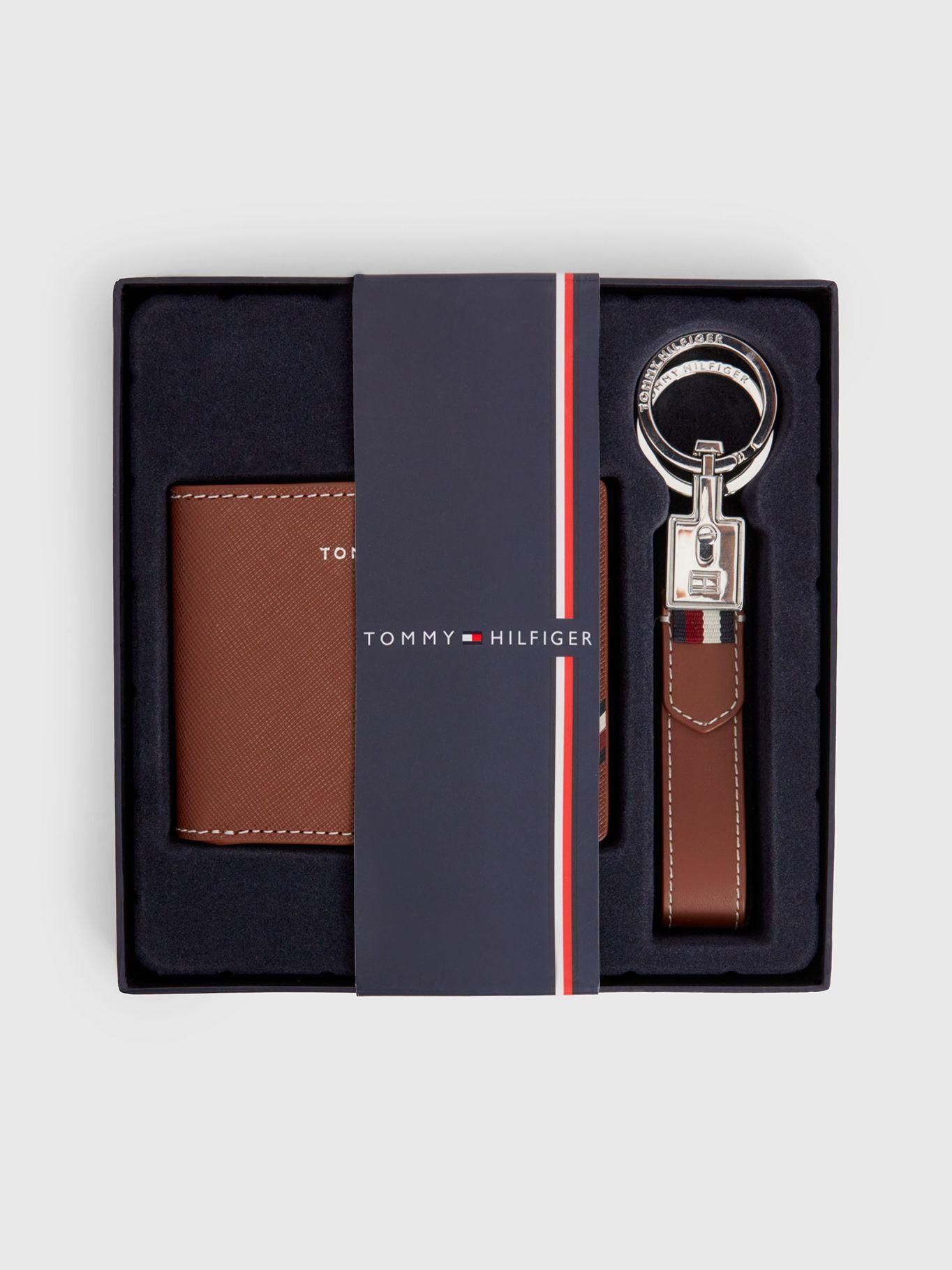 Set Billetera Cuero Con Llavero Café Tommy Hilfiger-3