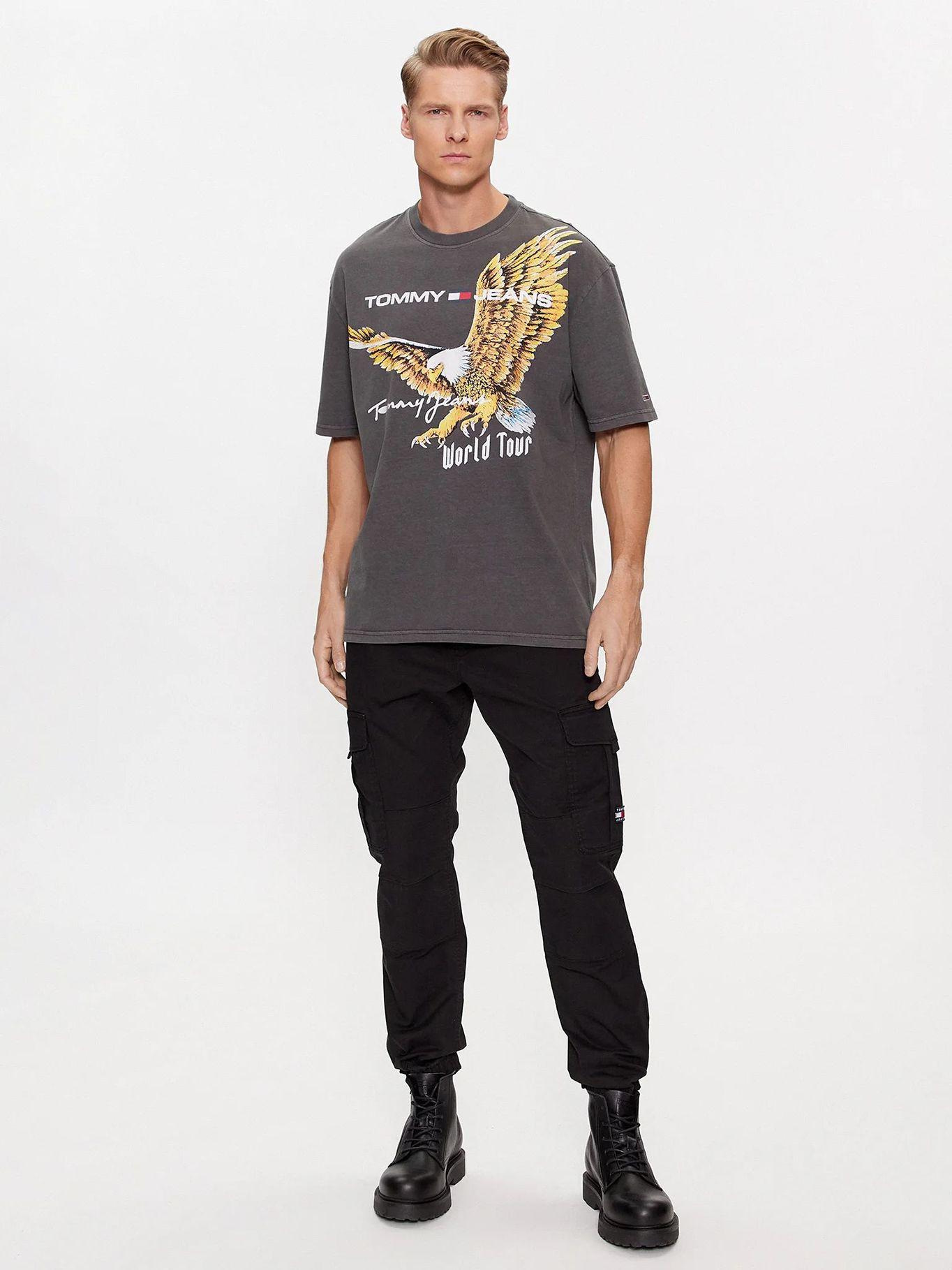Polera Oversize Con Print De Águila Gris Tommy Jeans-1