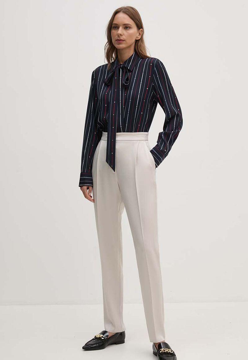 Camisa De Rayas Lazo En El Cuello Azul Tommy Hilfiger-1