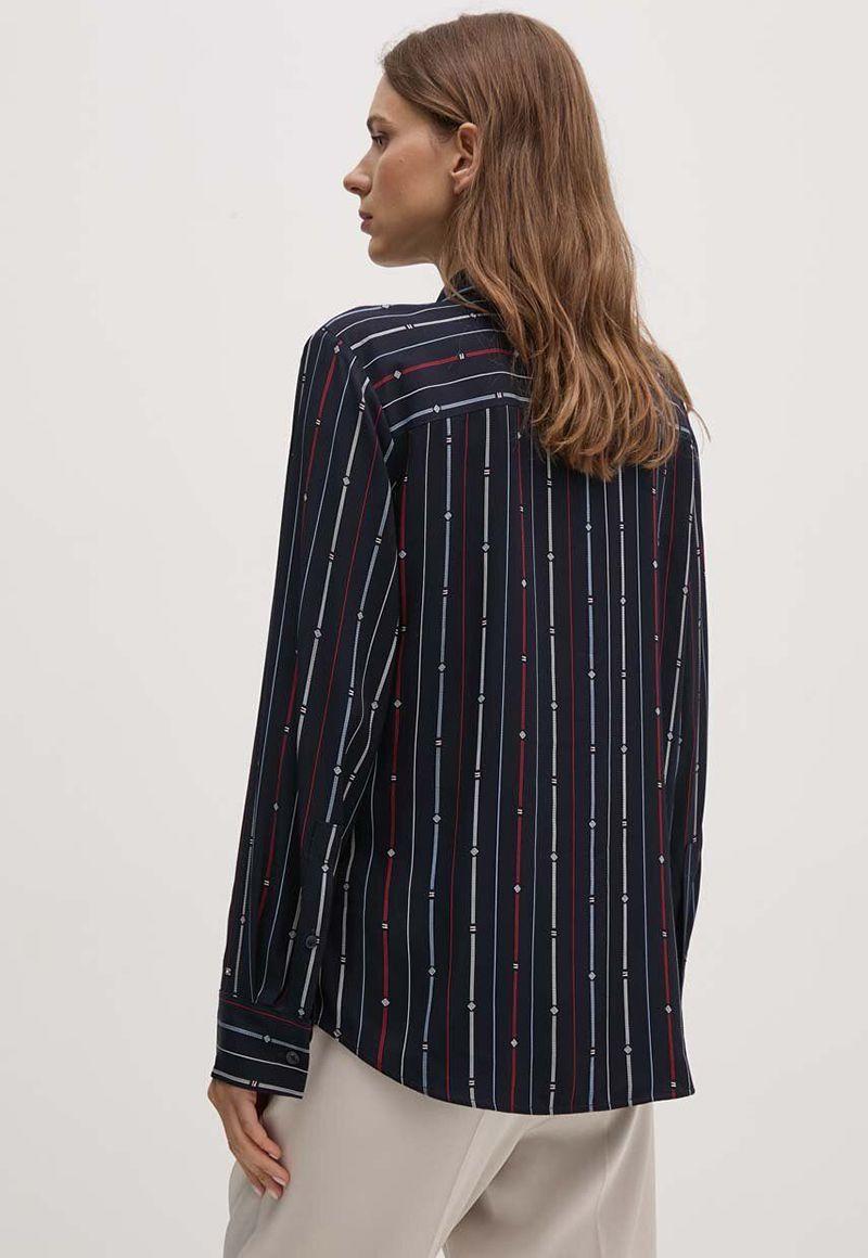 Camisa De Rayas Lazo En El Cuello Azul Tommy Hilfiger-2