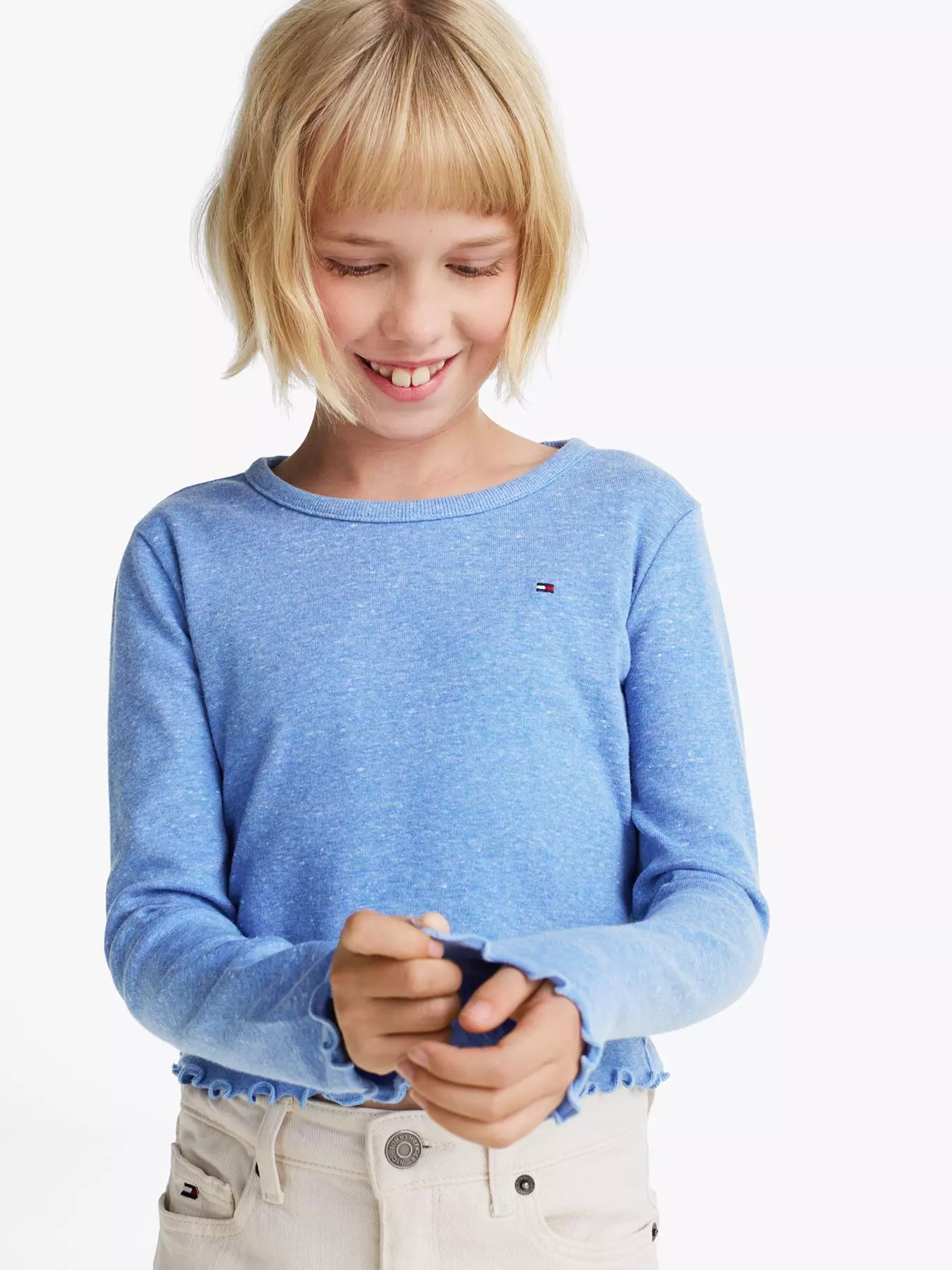 Polera De Manga Larga Texturizada Celeste Tommy Hilfiger-3