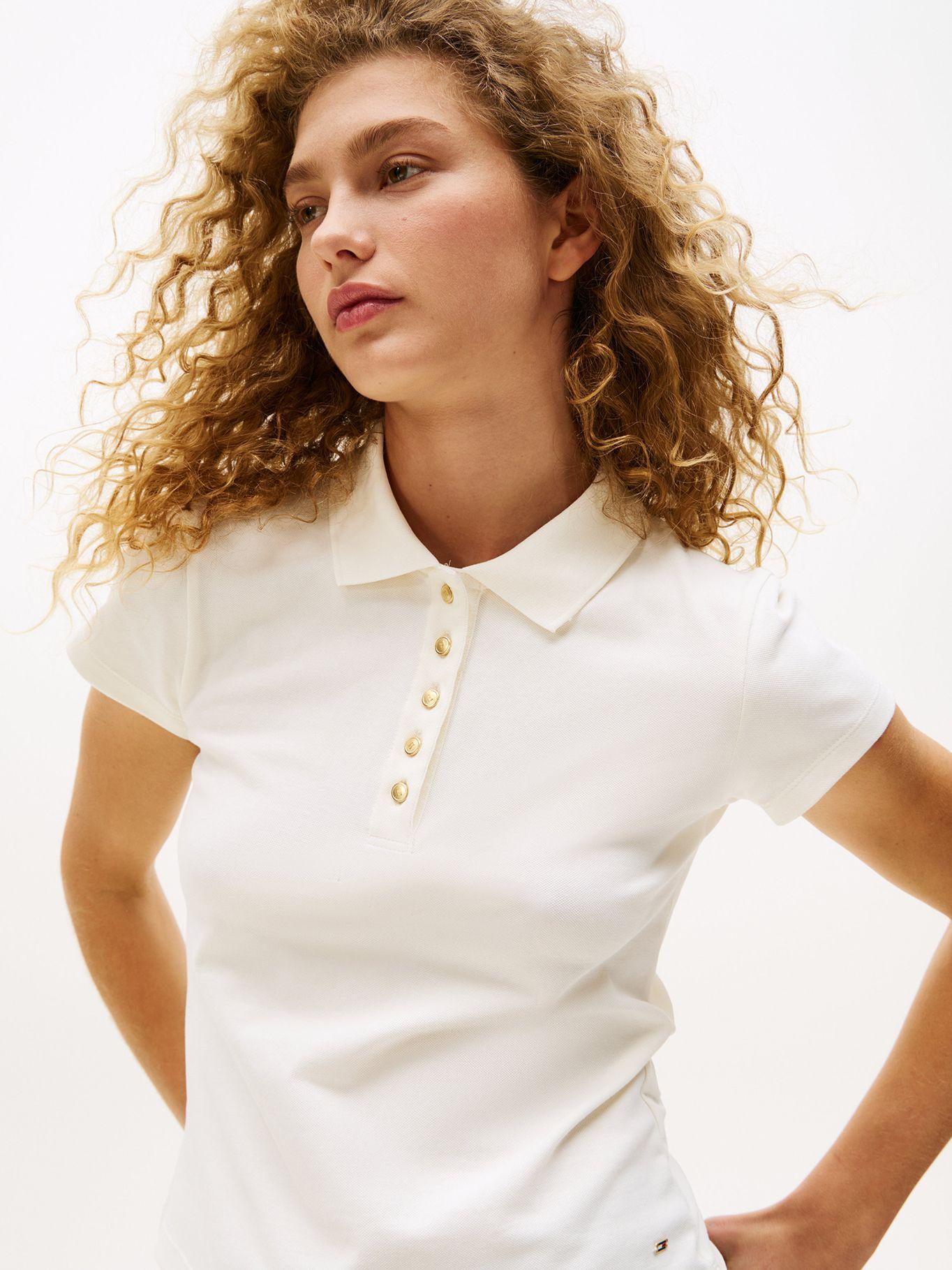 Polo Botones Dorados Slim Fit Blanco YA8 Tommy Hilfiger-3