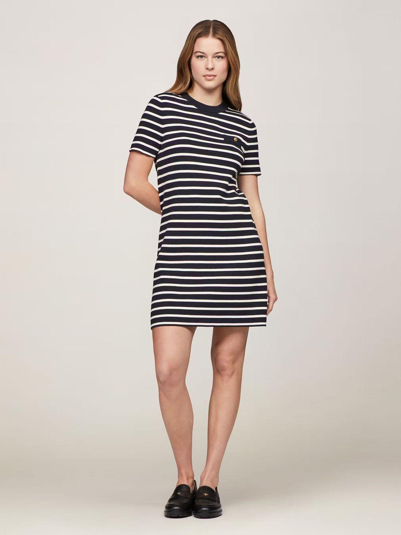Vestido Con Diseño - Rayas Azul Tommy Hilfiger-0