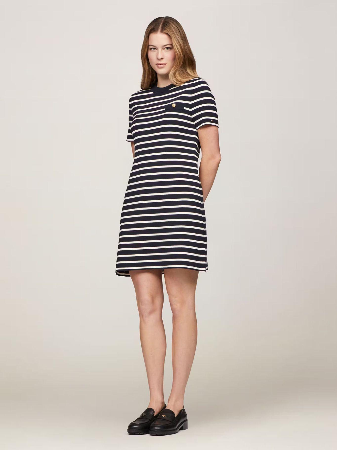 Vestido Con Diseño - Rayas Azul Tommy Hilfiger-1