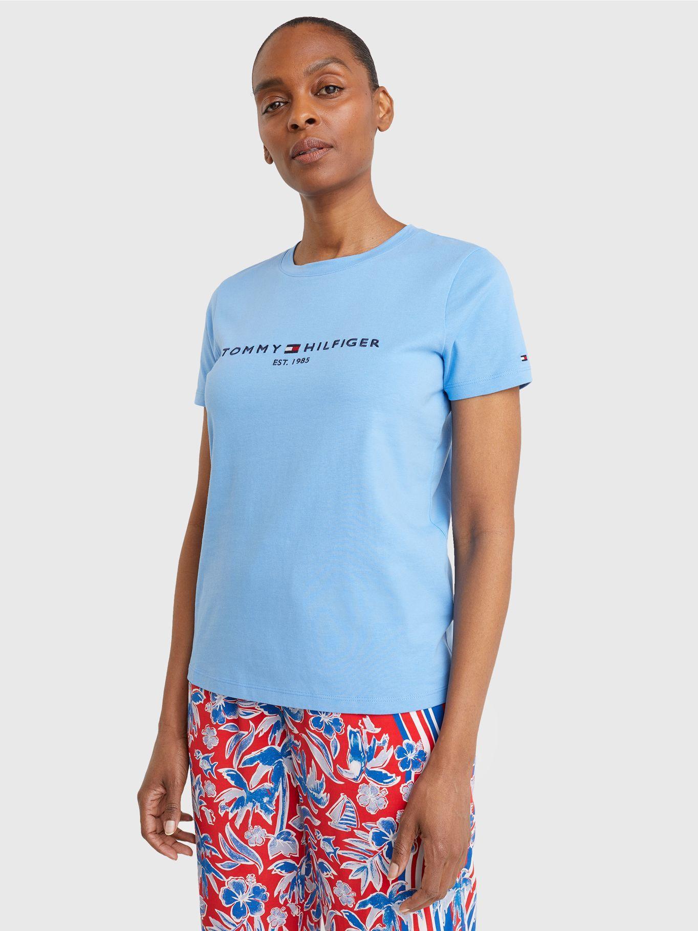 Polera Essential Logo Celeste Tommy Hilfiger JN2-3