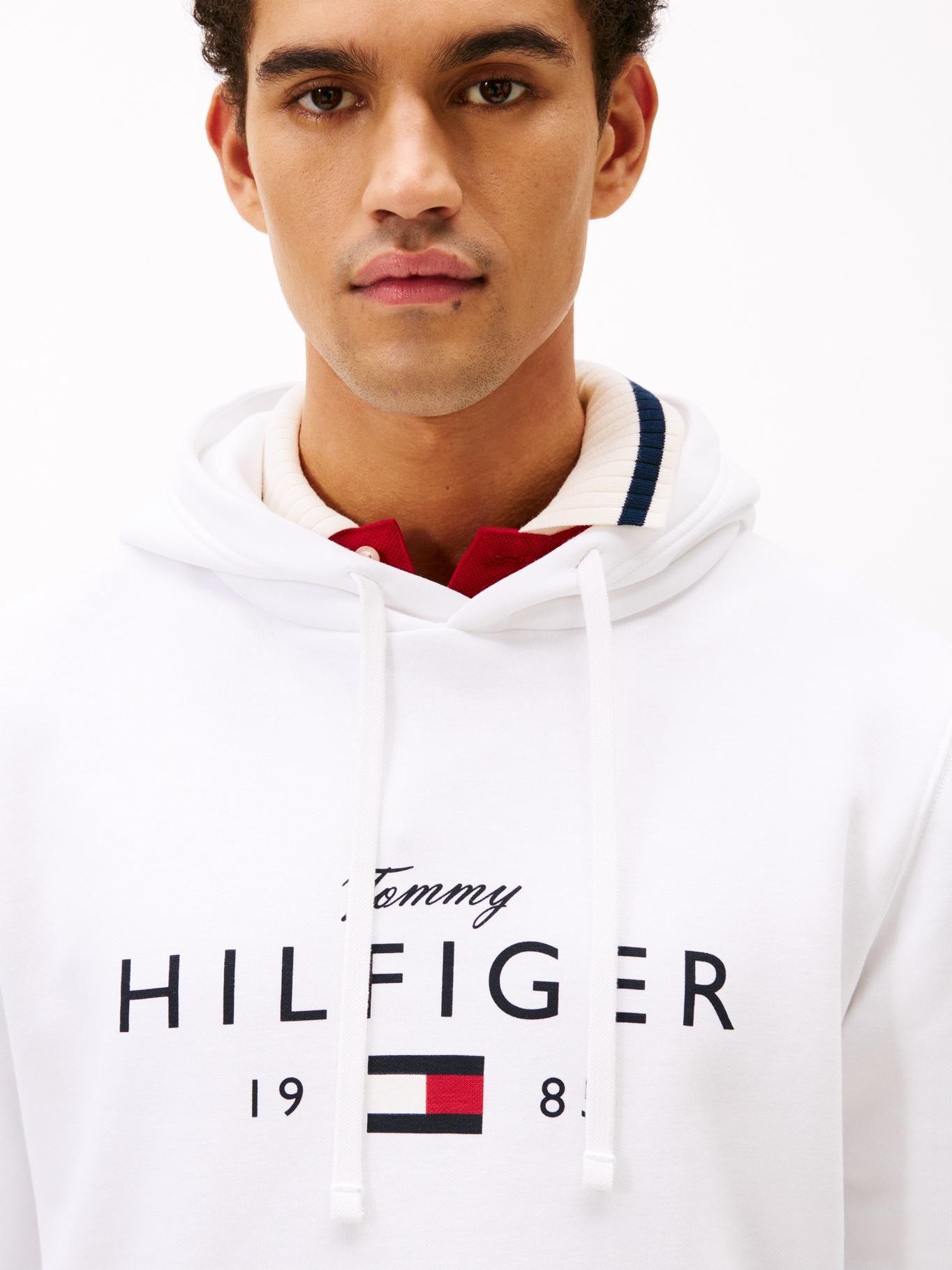 Polerón Hoodie Con Logo Tommy Hilfiger Blanco-3