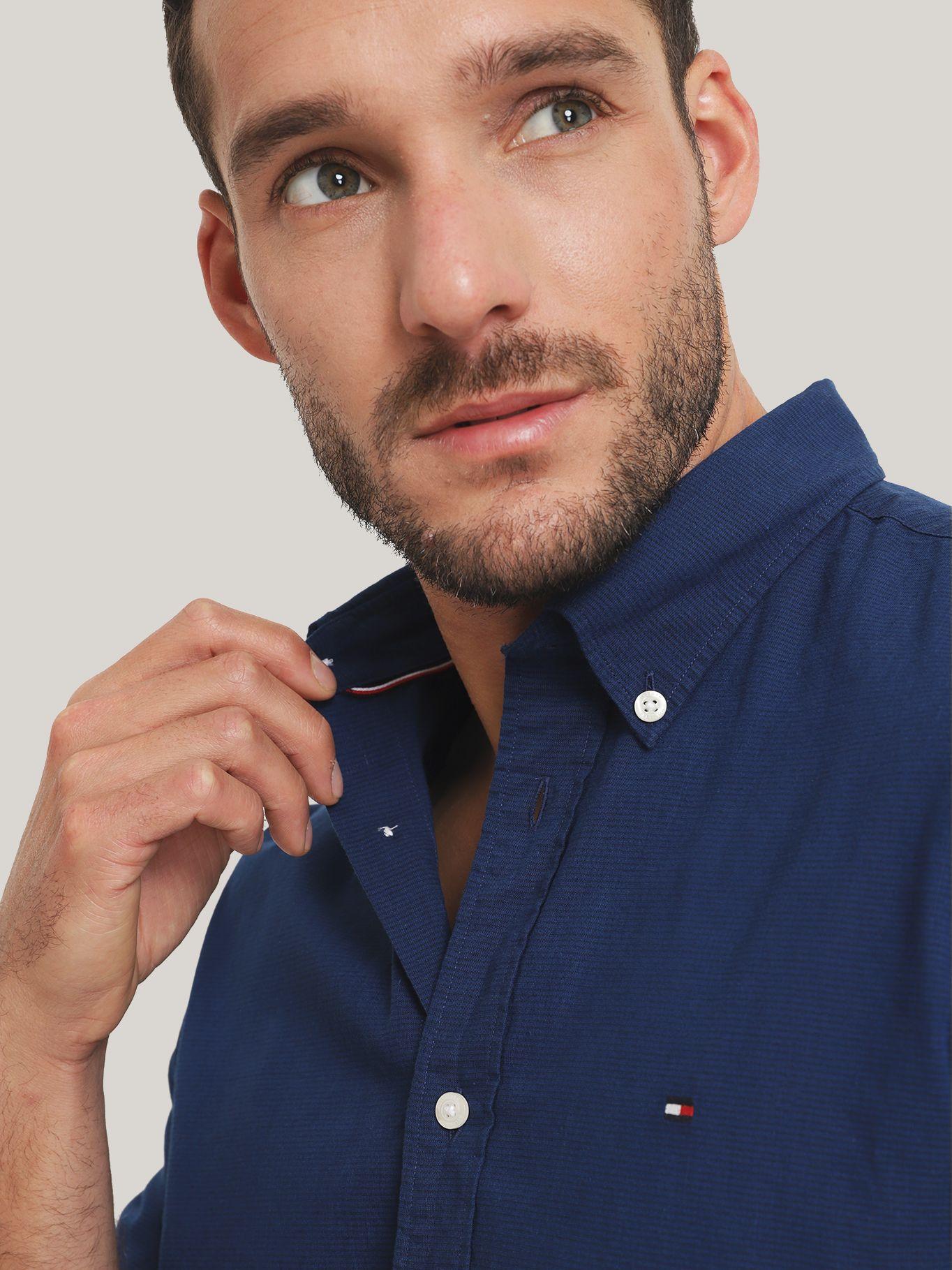 Camisa Solid Con Logo Azul Tommy Hilfiger-3