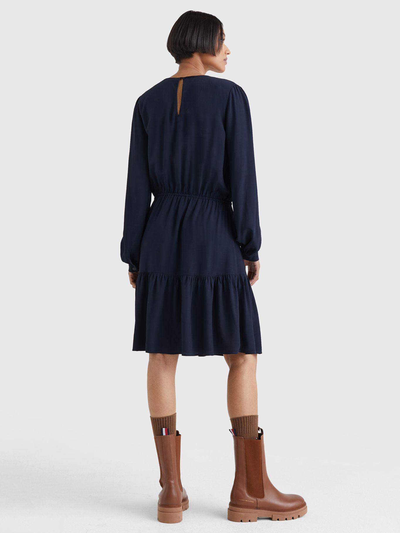 Vestido Apanelado Con Cordón Azul Tommy Hilfiger-1