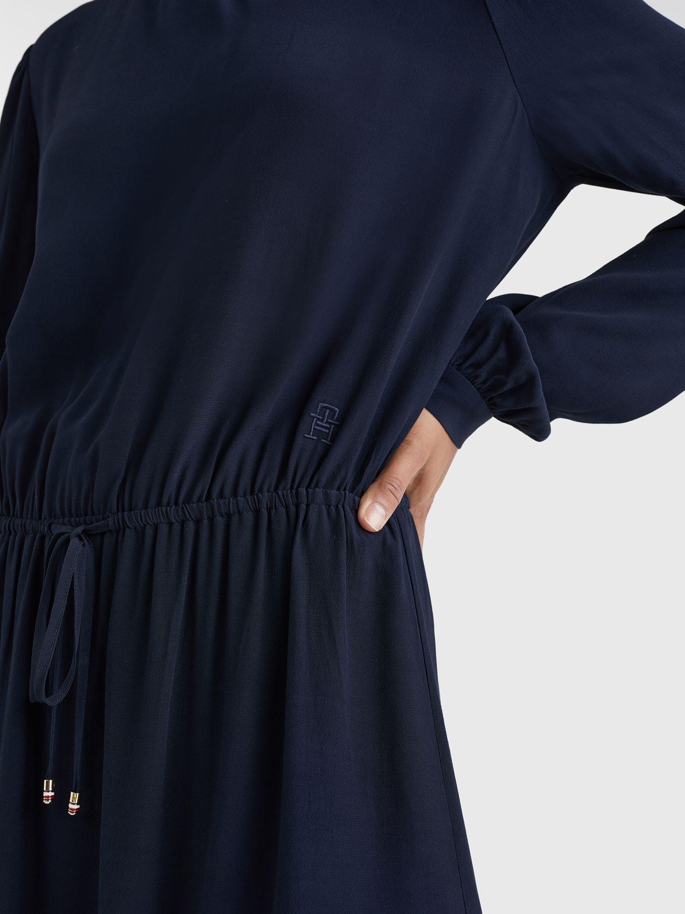 Vestido Apanelado Con Cordón Azul Tommy Hilfiger-2