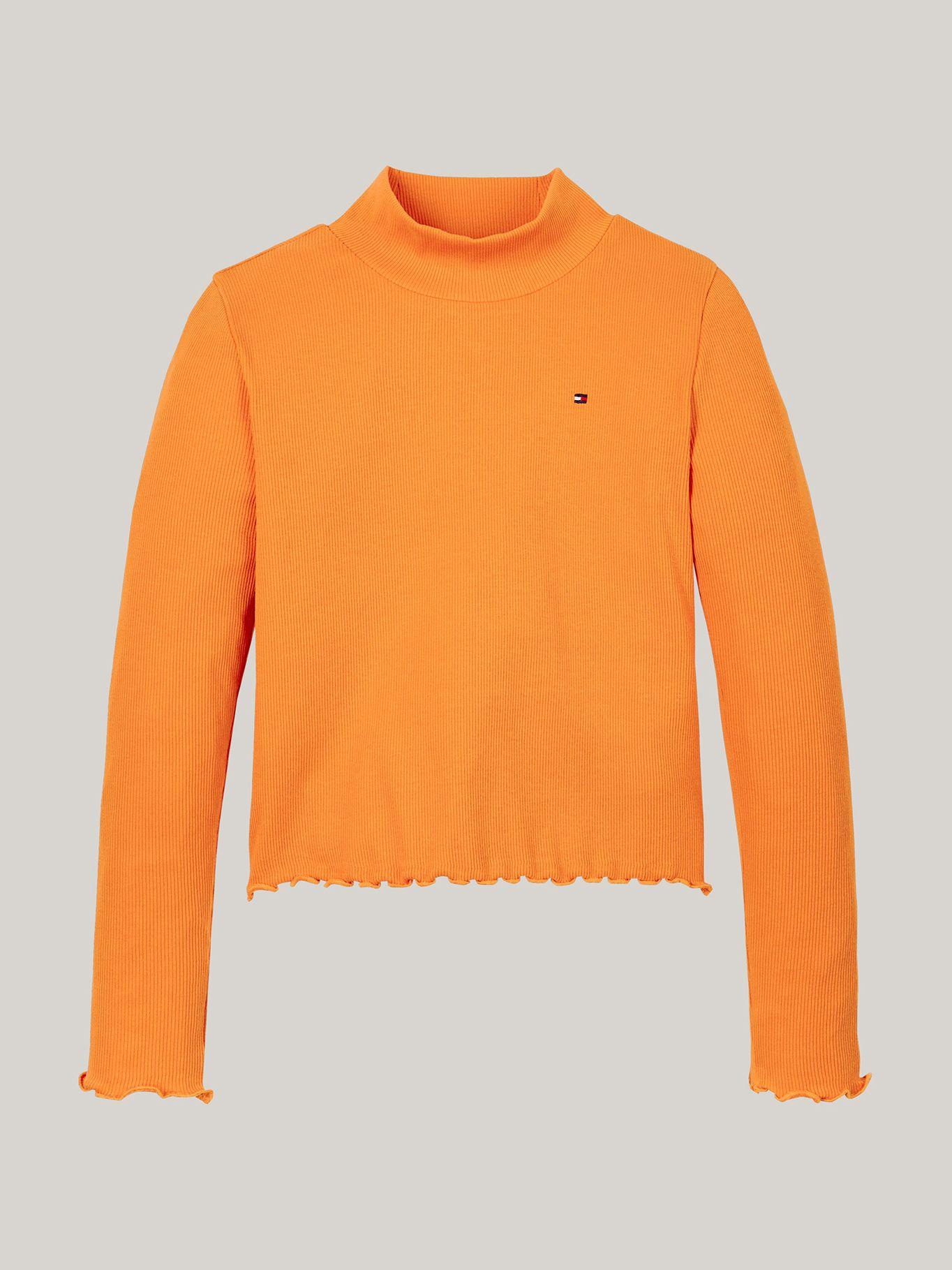 Polera Con Logo Y Cuello Mock Naranjo Tommy Hilfiger-4