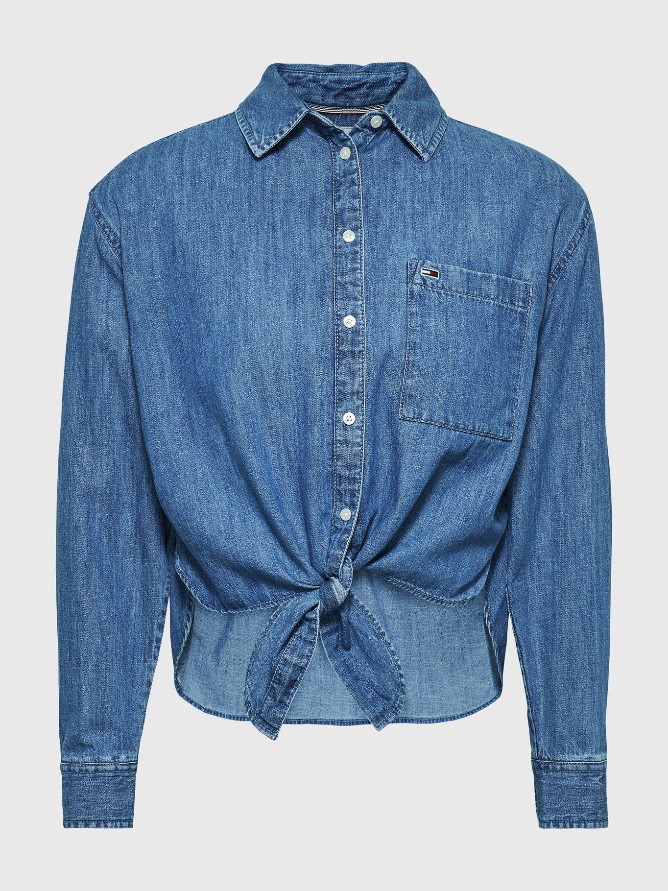Camisa Denim Con Lazo Azul Tommy Hilfiger-4