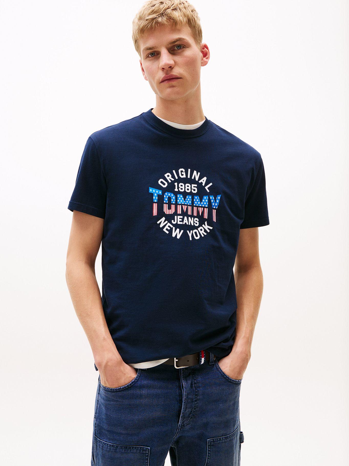 Polera Usa Circle Graphic Logo Azul C1G Tommy Jeans-0