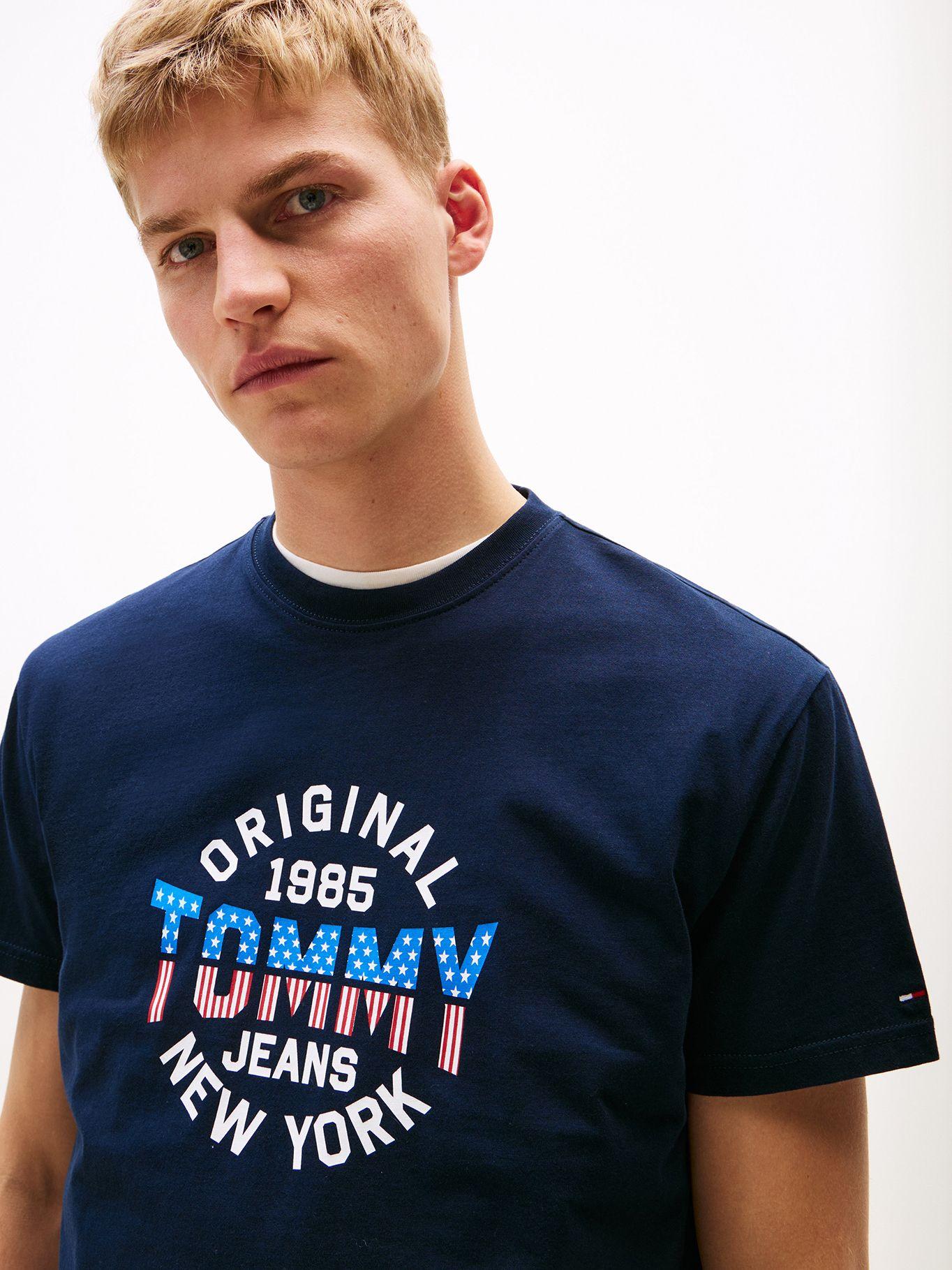 Polera Usa Circle Graphic Logo Azul C1G Tommy Jeans-3