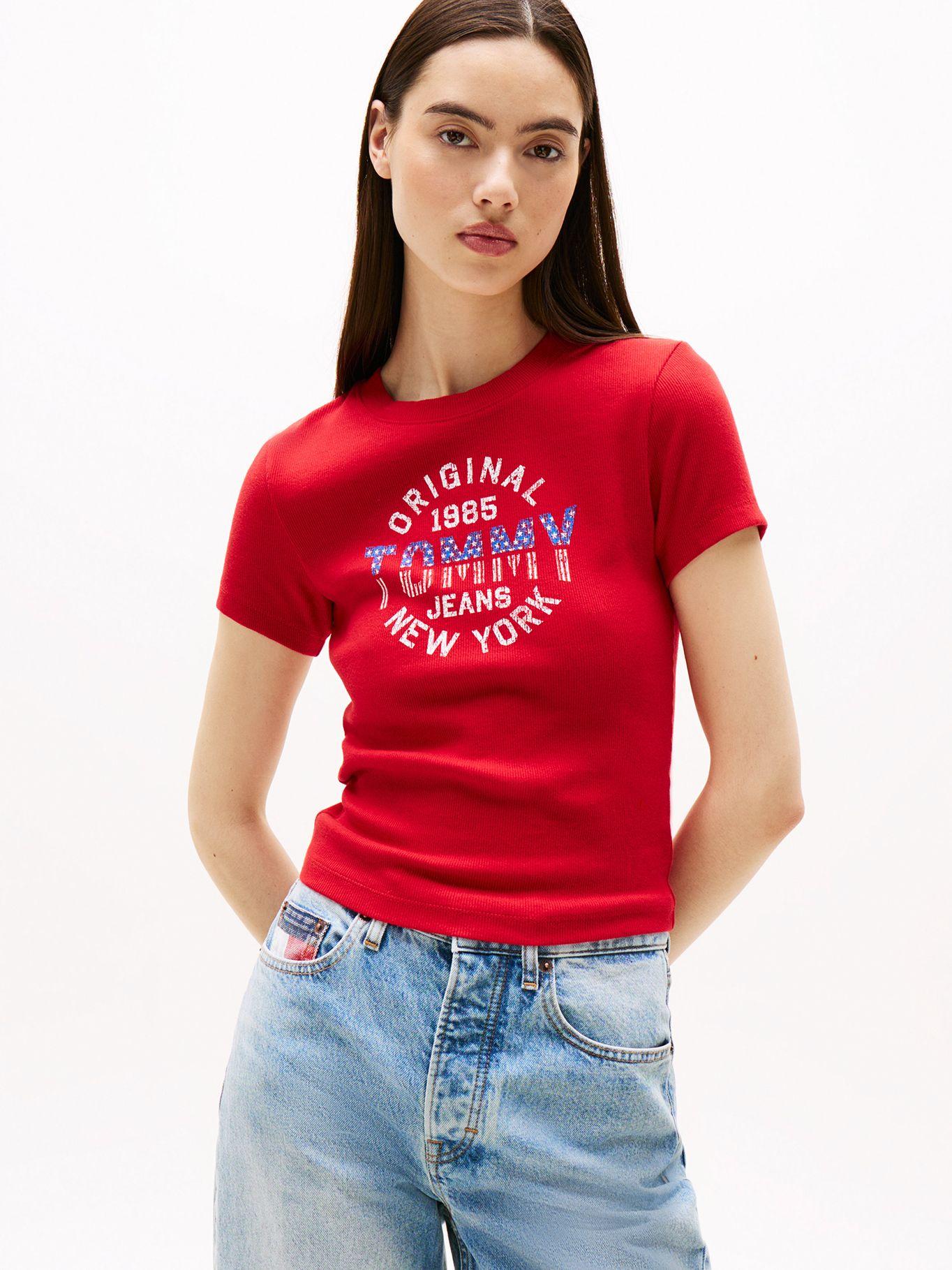 Polera Acanalada Con Logo New York Rojo XLE Tommy Jeans-0