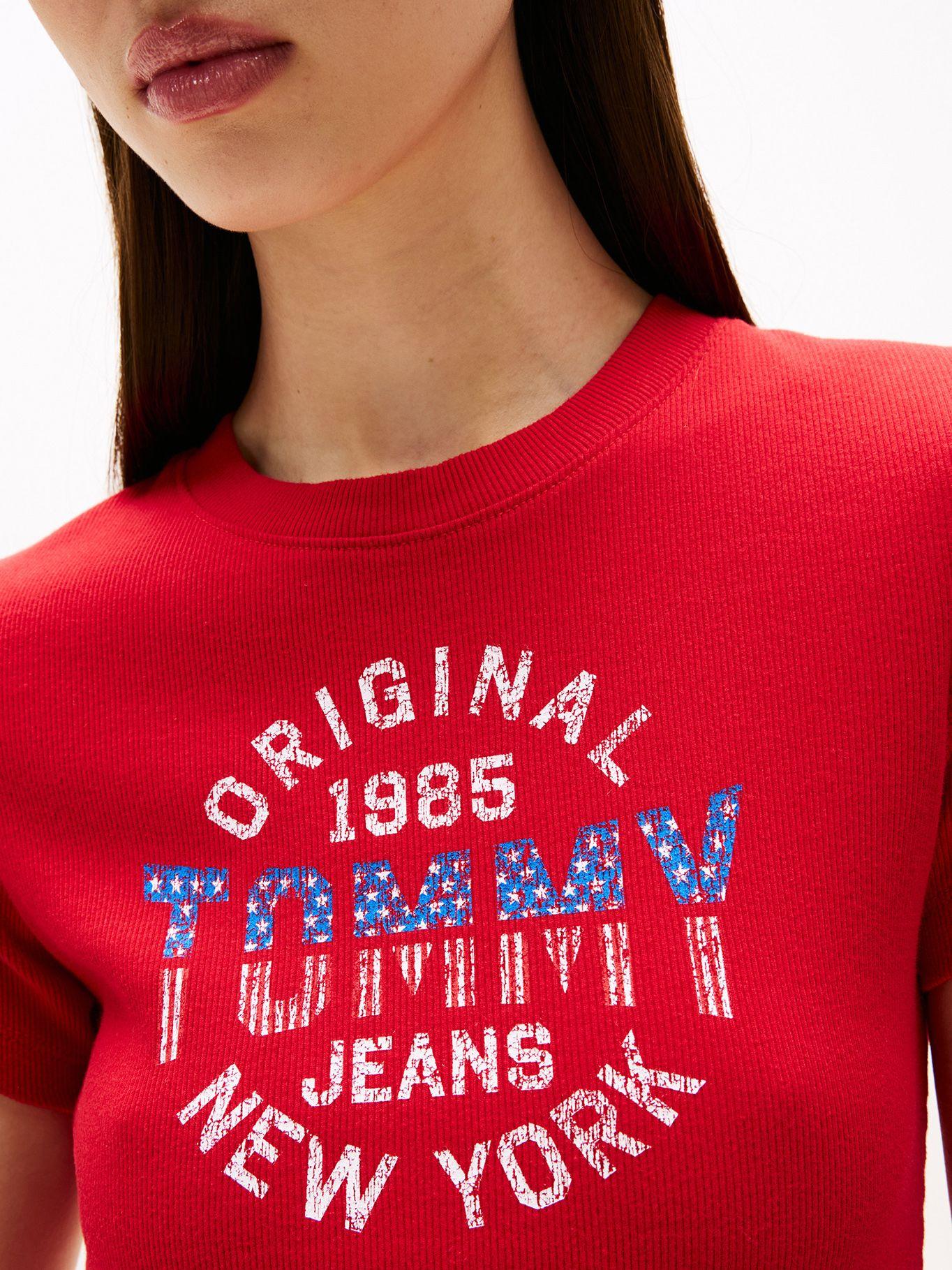 Polera Acanalada Con Logo New York Rojo XLE Tommy Jeans-3