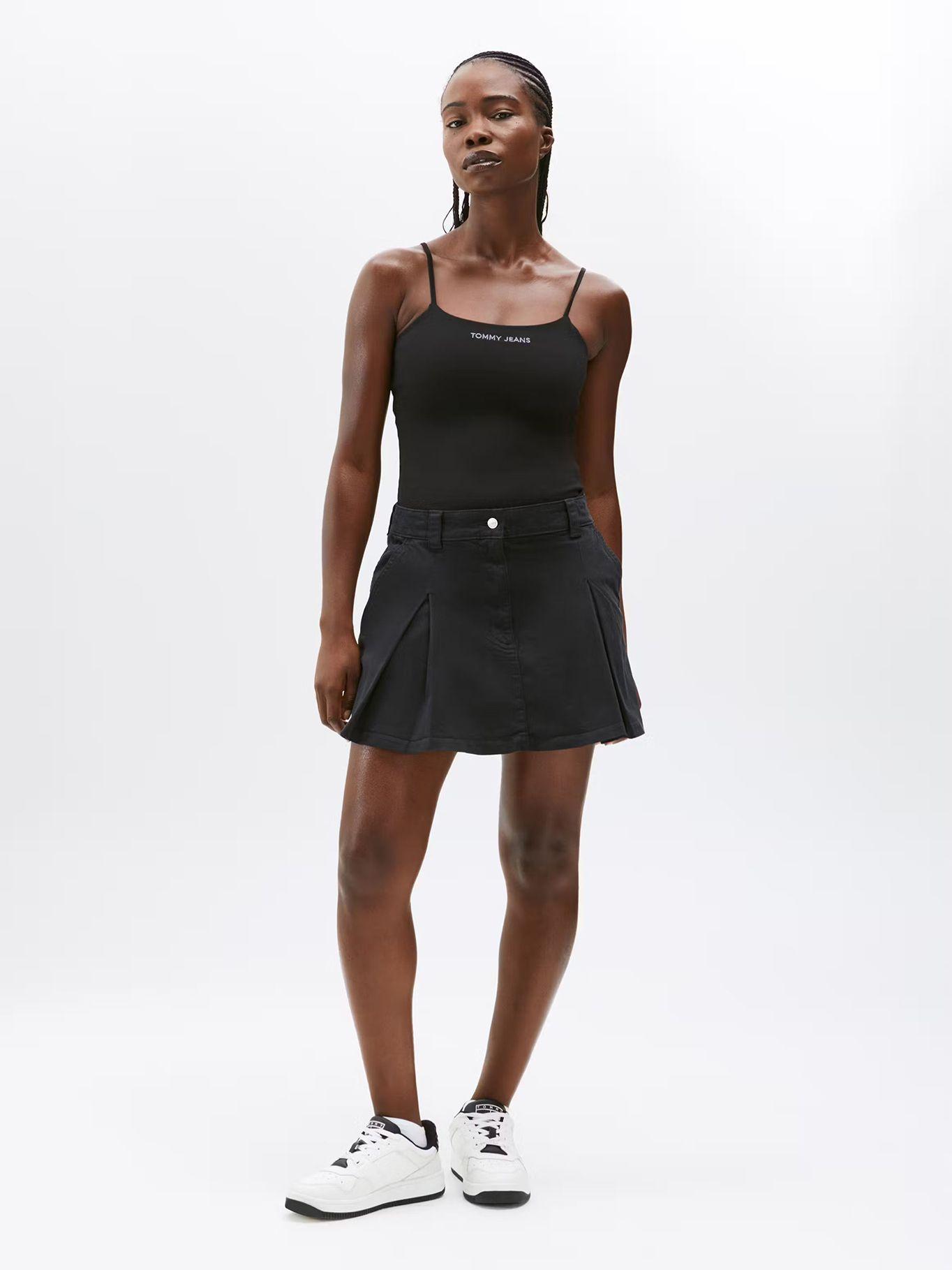 Minifalda Plisada Con Bolsillos Negro Tommy Jeans-0