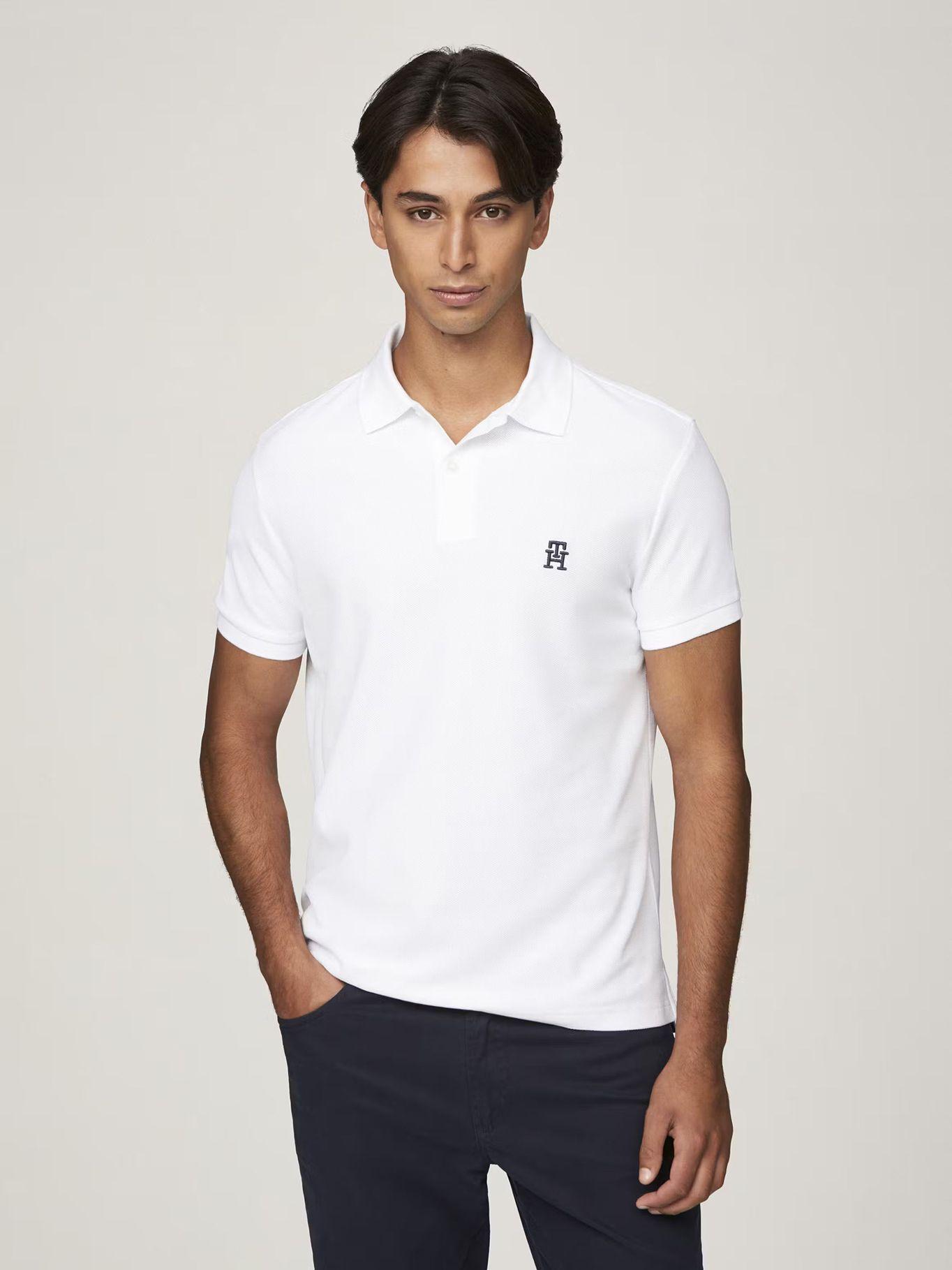 Polo Con Logo De Monogram Blanco Tommy Hilfiger-0