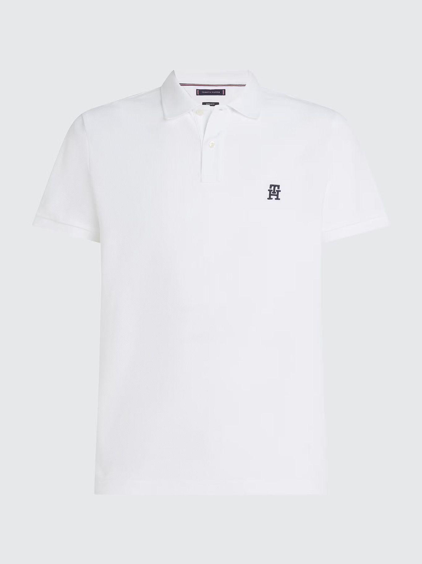 Polo Con Logo De Monogram Blanco Tommy Hilfiger-4