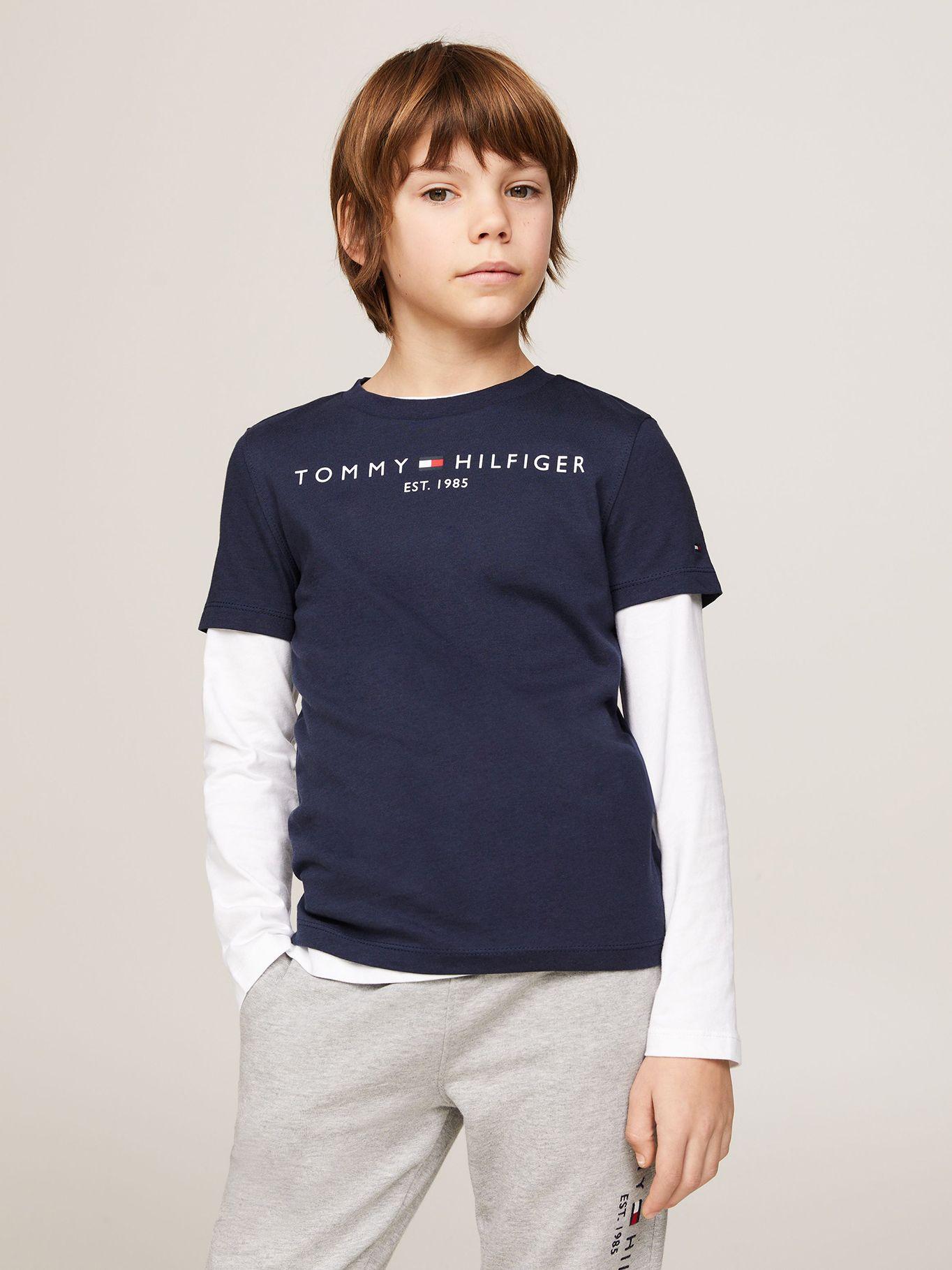 Polera Kids Essential Logo C-Neck Azul Tommy Hilfiger-0