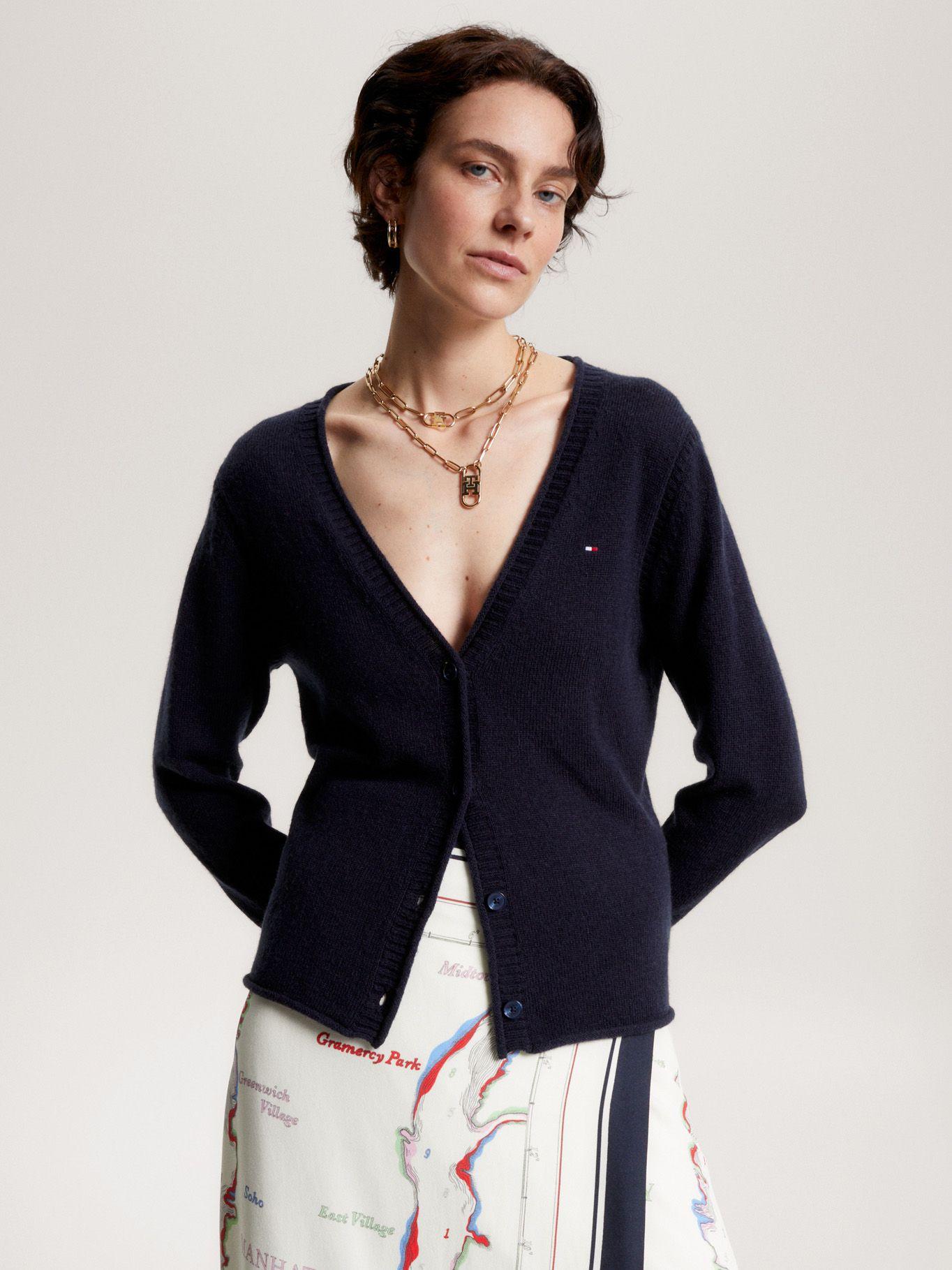 Cárdigan De Lana Con Logo Azul Tommy Hilfiger-0