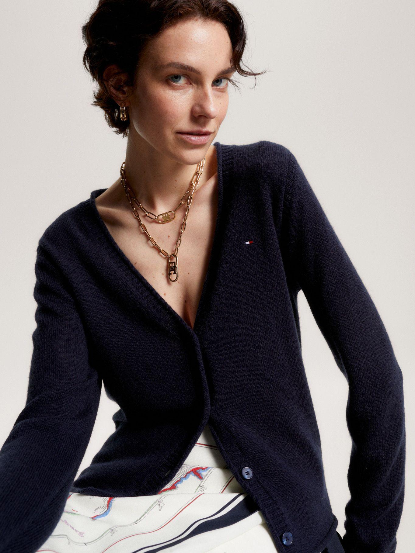 Cárdigan De Lana Con Logo Azul Tommy Hilfiger-3