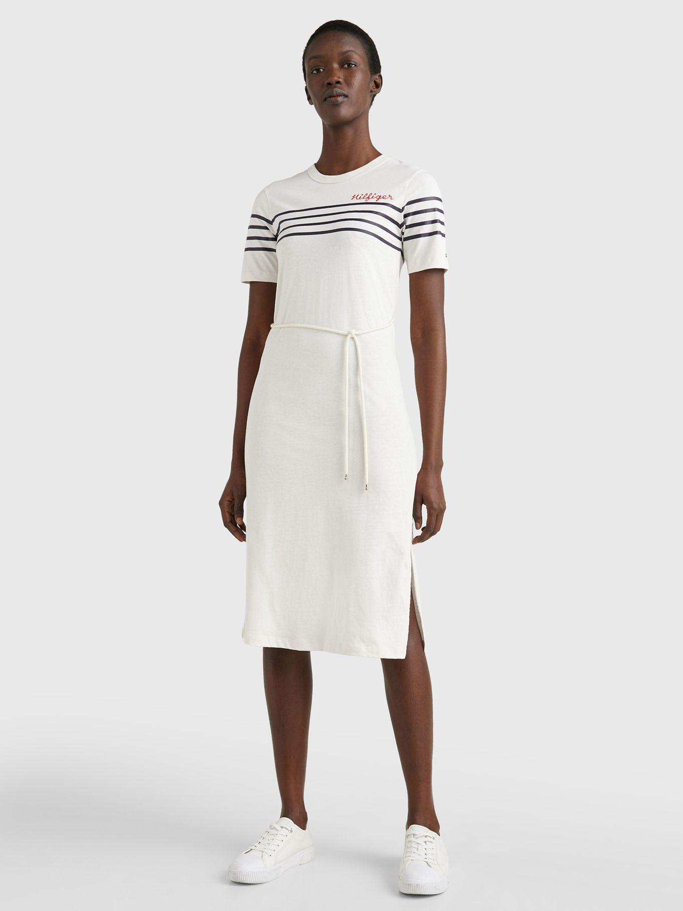 Vestido A Rayas C-Neck Blanco Tommy Hilfiger-0