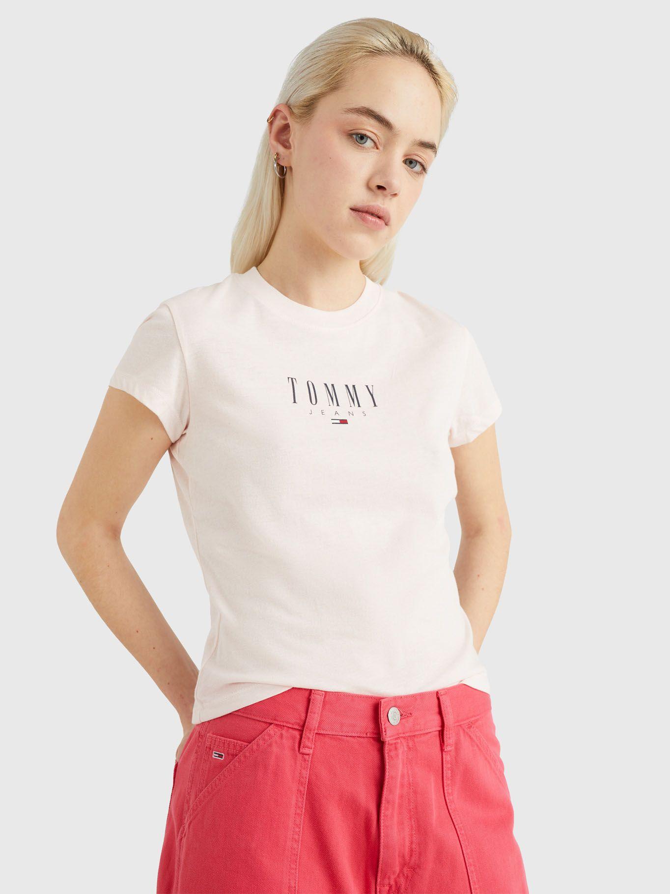 Polera Essential Logo Rosado Tommy Jeans-0