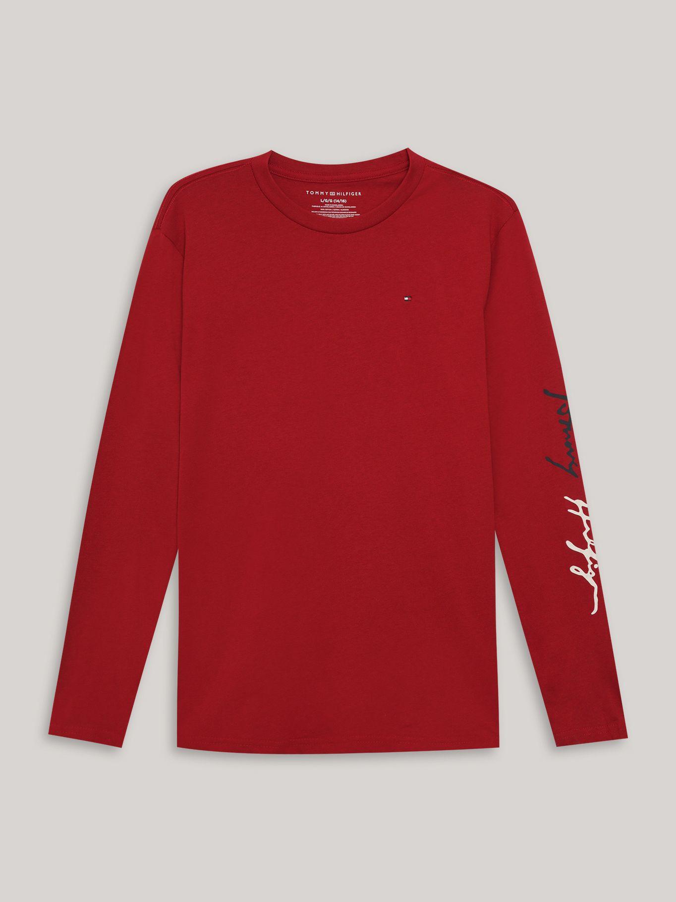 Polera De Niño Con Logo Script Rojo Tommy Hilfiger-0