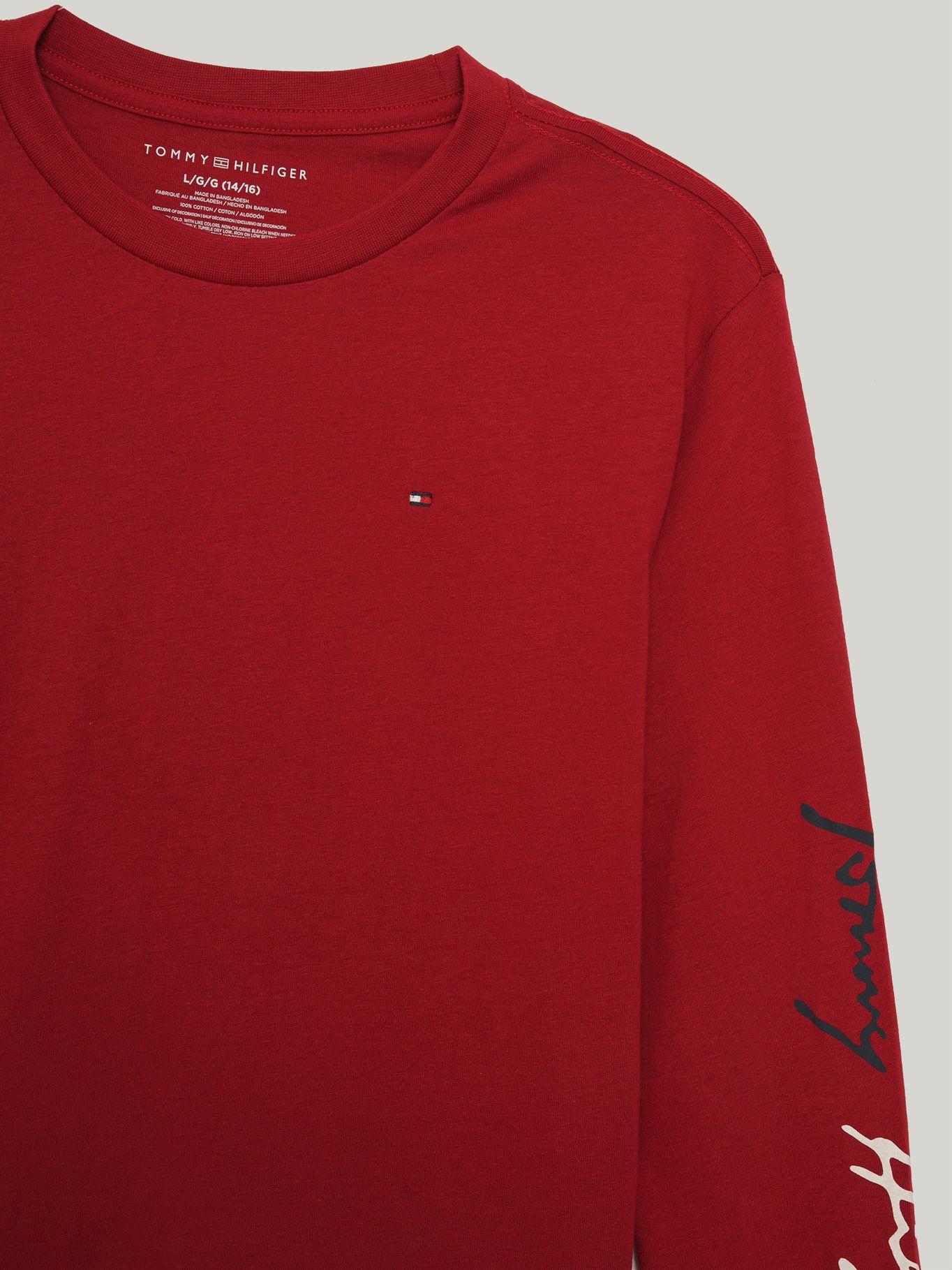 Polera De Niño Con Logo Script Rojo Tommy Hilfiger-2