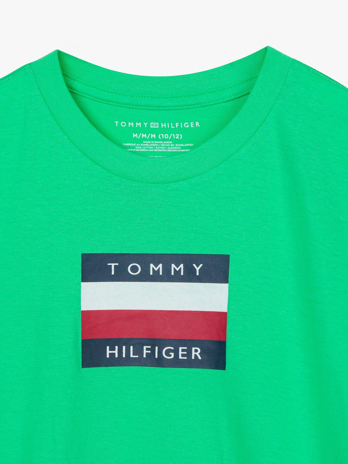 Polera De Niño Con Logo Signature Verde Tommy Hilfiger-3