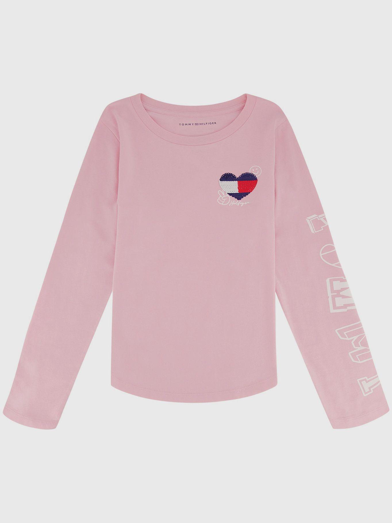 Polera Con Corazón De Lentejuelas Rosado Tommy Hilfiger-0