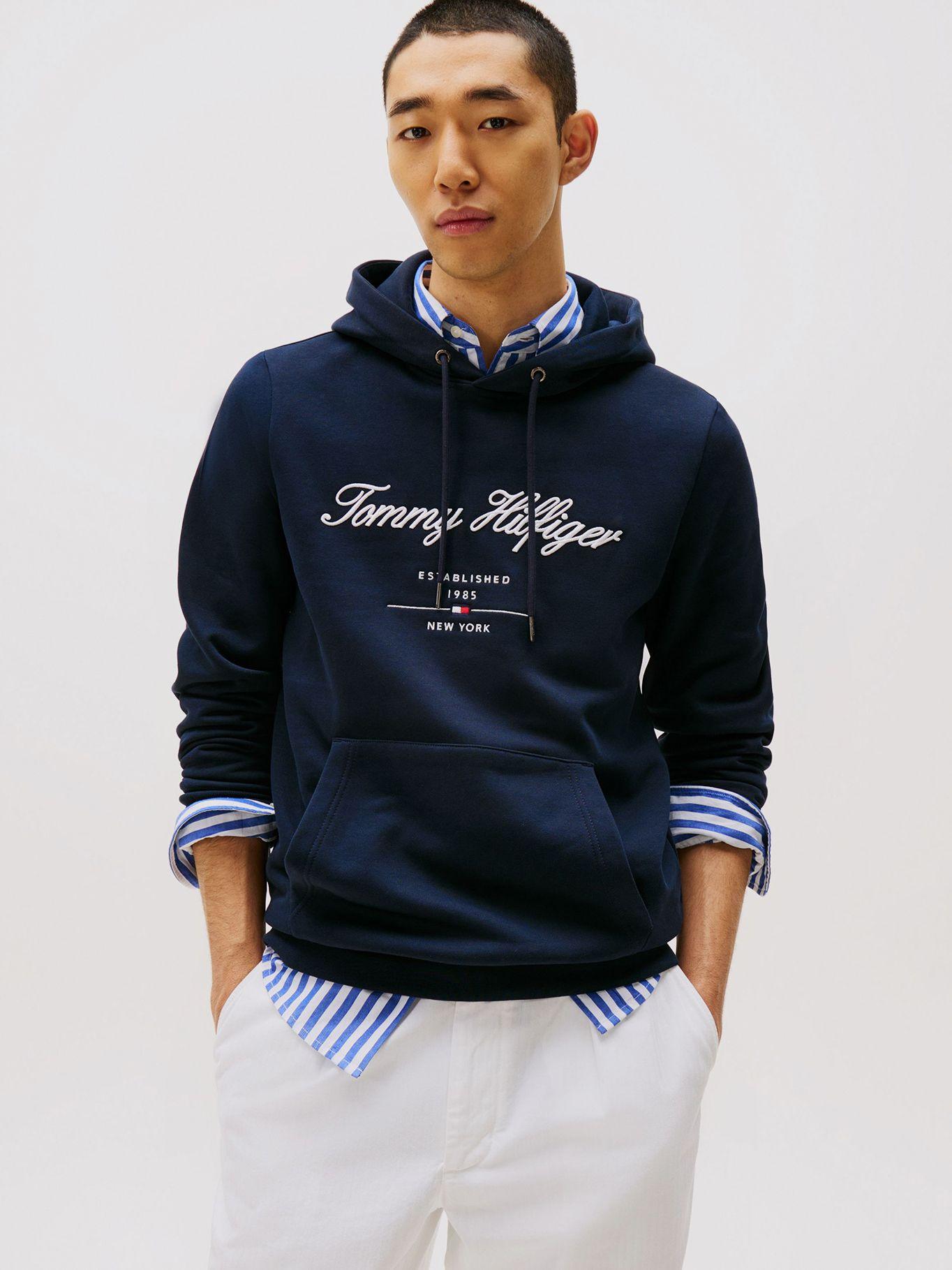 Polerón Hoodie Script Logo Azul Tommy Hilfiger-0