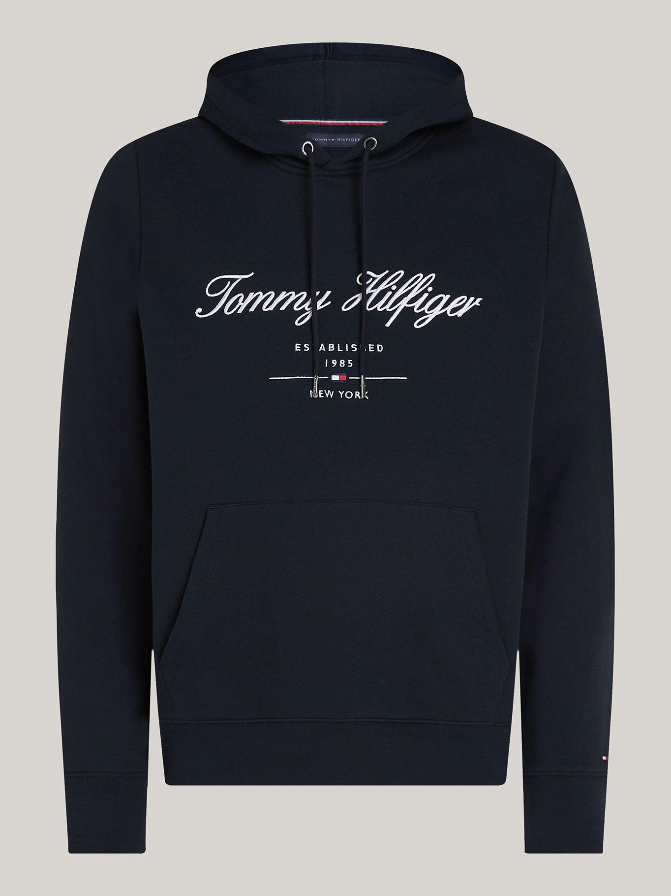 Polerón Hoodie Script Logo Azul Tommy Hilfiger-4