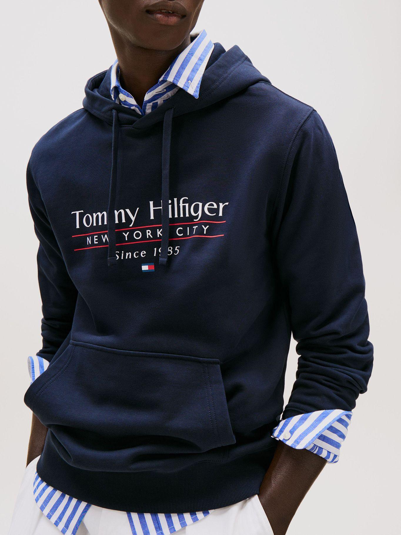 Polerón Hoodie Center DW5 Logo Azul Tommy Hilfiger-3