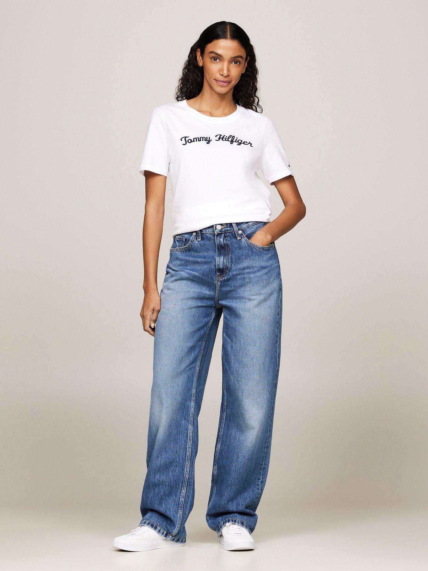 Polera Con Logo Script Bordado Blanco Tommy Hilfiger-1
